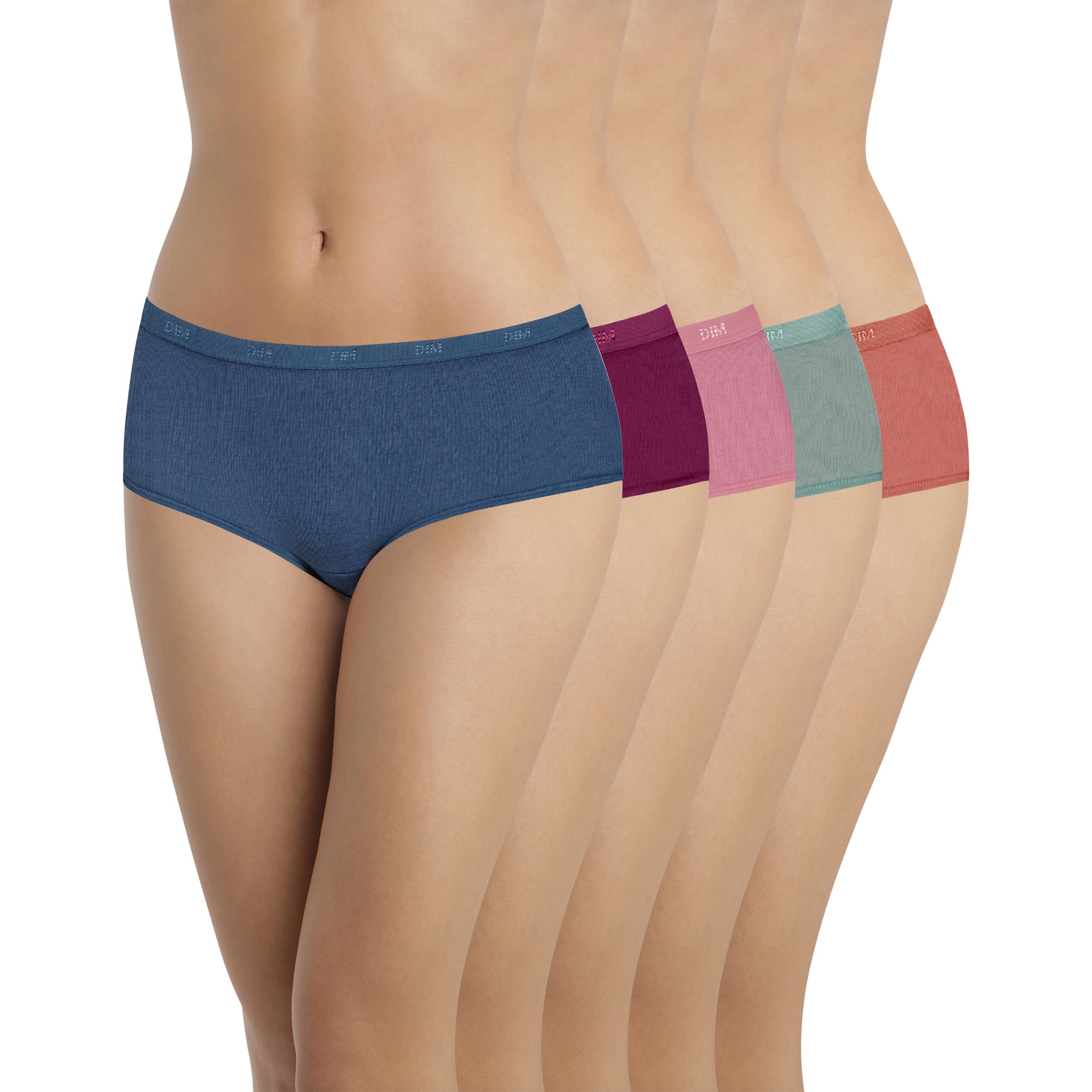 DIM Boxer Femme Lot de 5 | Les Pockets Ecodim Toucher Doux | Coton Stretch | Finitions Extra Plates | Confort Quotidien | Multicolore