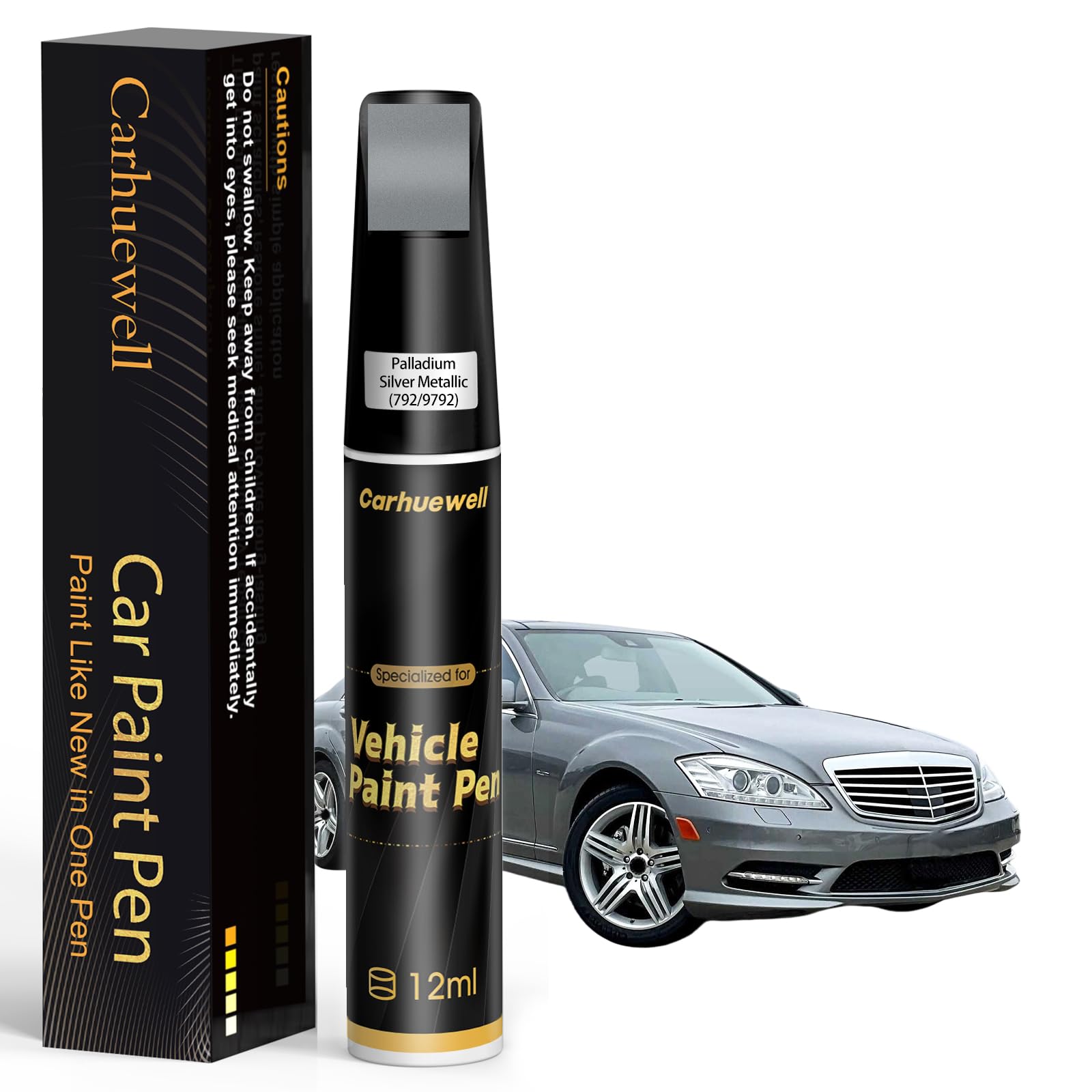 Photo 1 of (792/9792) Palladium Silver Metallic Touch Up Paint Compatible with Mercedes-Benz, Exact Match Car Paint Pen Automotive Scratch Repair Remover Kit Quick & Easy Solution for Vehile Chips and Nicks