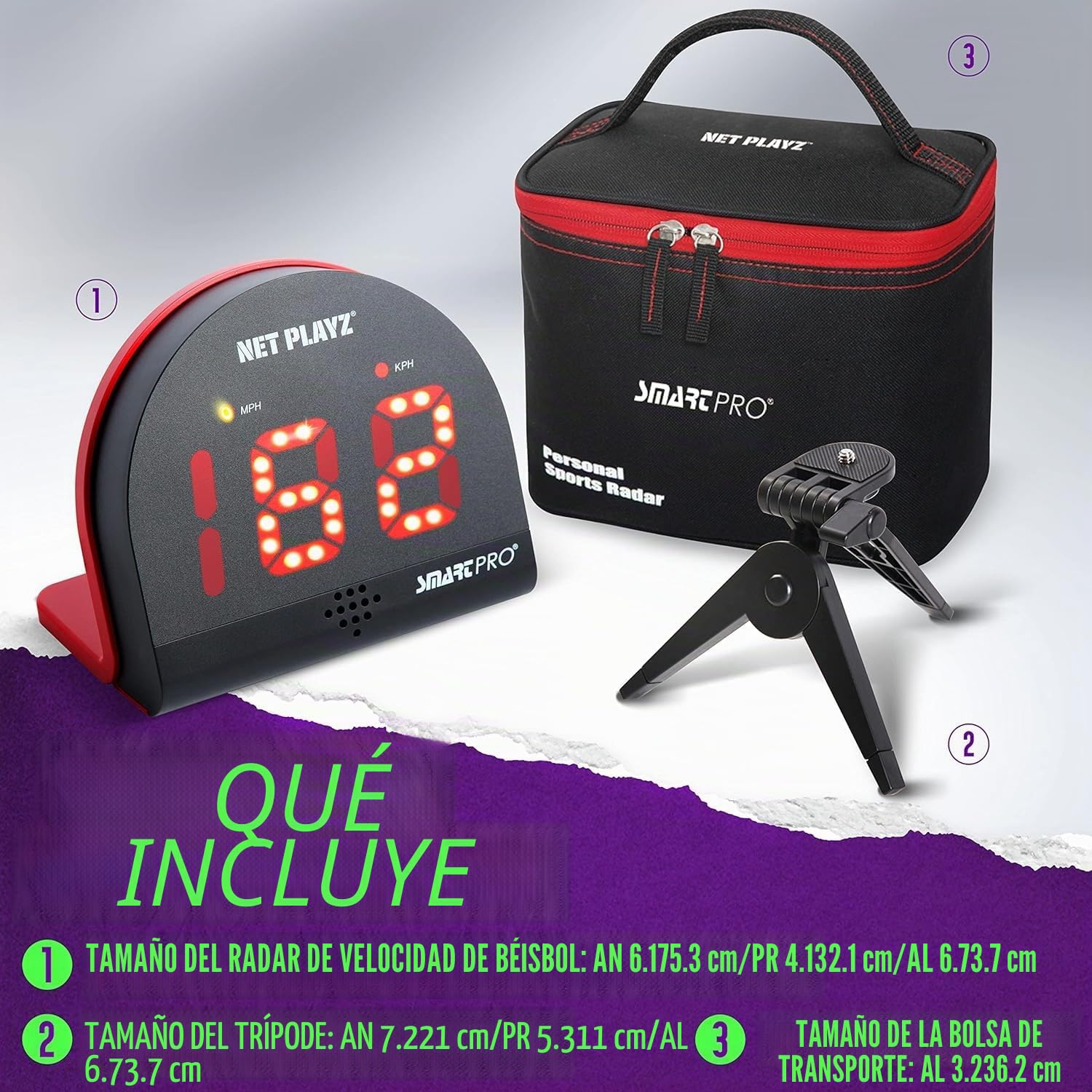 Radares de fútbol, Equipo de Entrenamiento de sensores de Velocidad (Pistolas de Radar Manos Libres, Pistolas de Velocidad de Disparo, Regalos de fútbol, Gadget de Alta tecnología y Equipo para