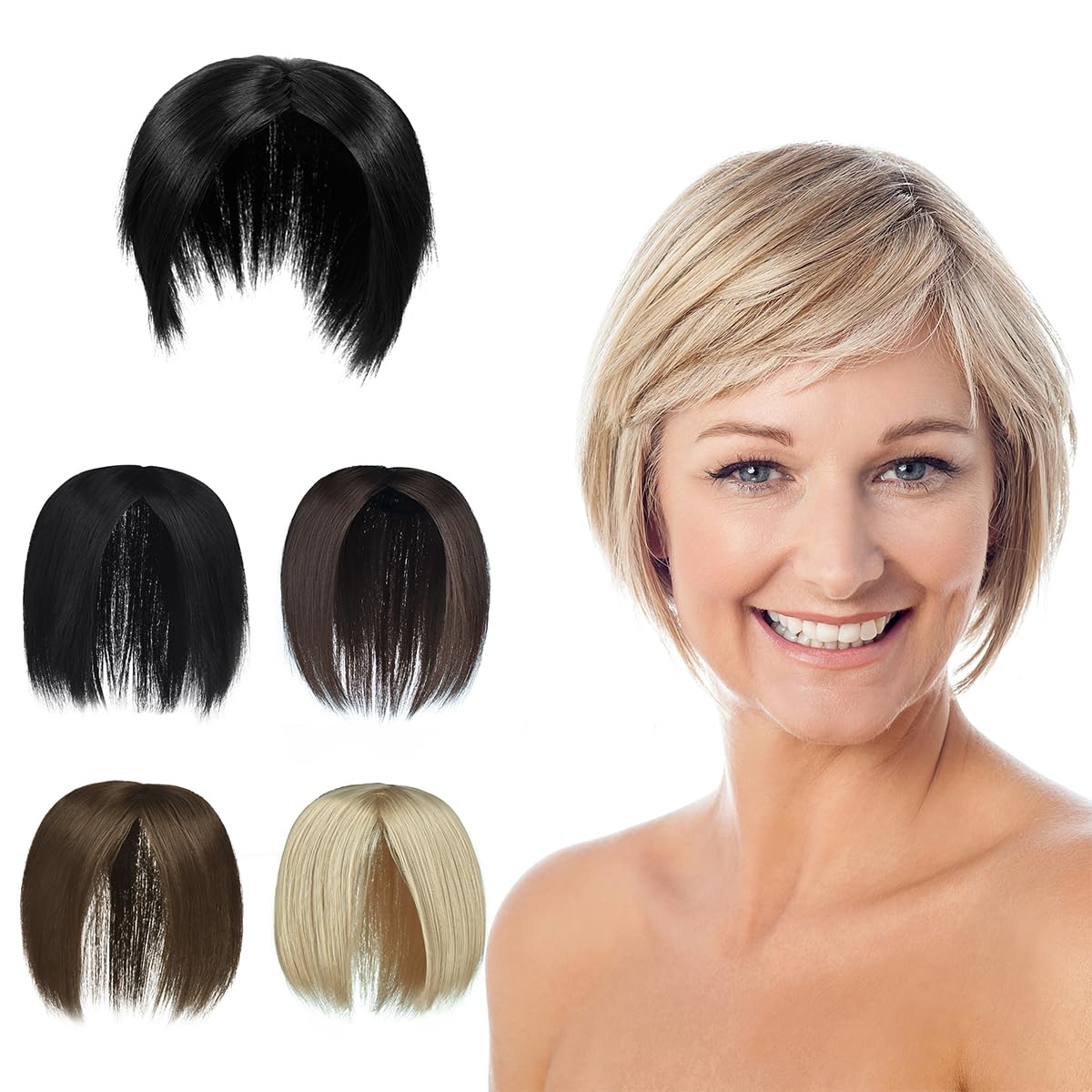 PARXITN Haar Topper für Frauen ohne Pony 2 Clips in Haarteilen Synthetik Haar Toupet Wiglets Haarteil für Schütteres Haar