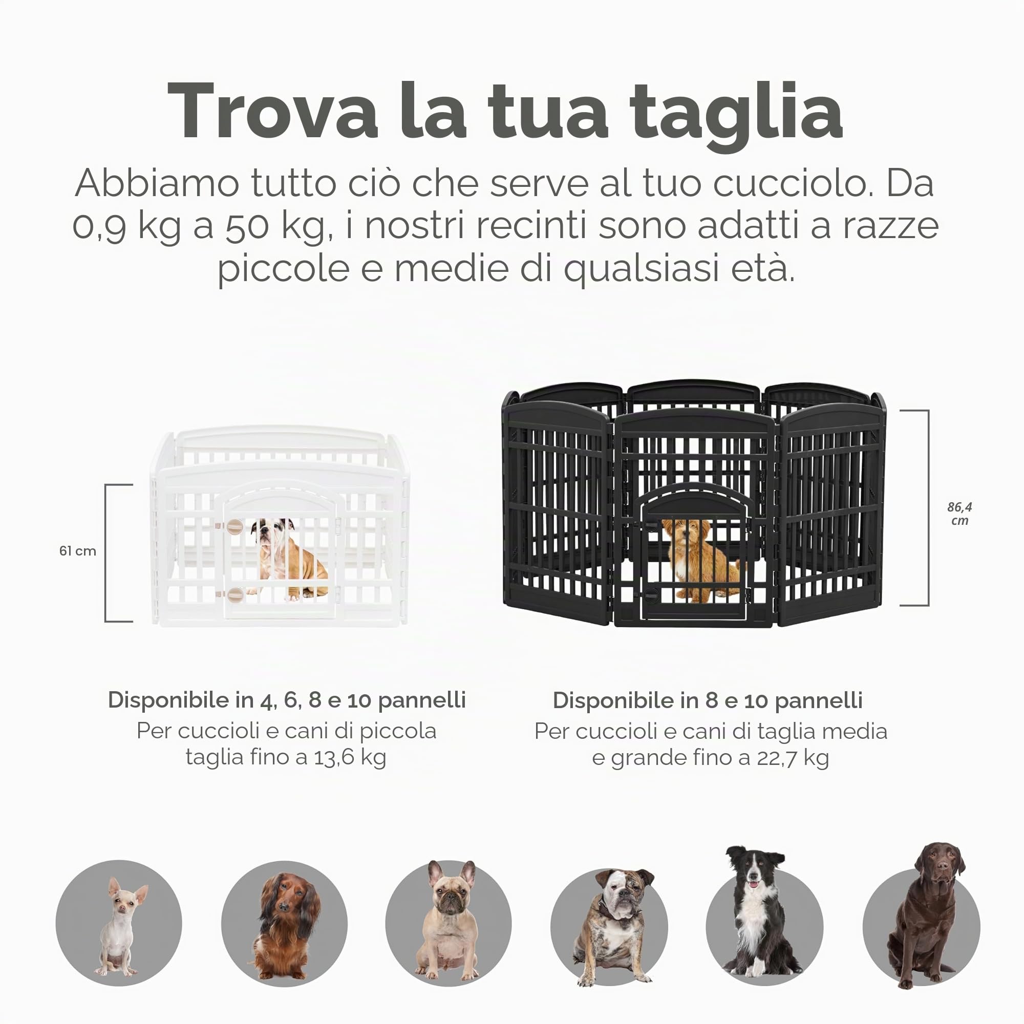 Iris Ohyama Recinto per Cani da Interno con Porta, A60cm, 8 Pannelli, Nero, Plastica, Parco, Per Cucciolo, Gatti, Animali domestici, Interni, Esterni, Gabbia, Cuccia, Canile, CI-608E