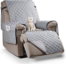 TAOCOCO Recliner Chair Covers,1 Seater Recliner Covers,Waterproof Recliner Sofa Covers,Reclining Protector for Pets,Non Slip Armchair Covers,Armchair Recliner Cover With Pockets (Light Grey)