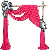 Vista 280 de Tela para envolver arco de boda, 4 paneles de 28 x 20 pies, cortinas de arco de boda rosa para ceremonia, cortinas de tela de gasa para cenador