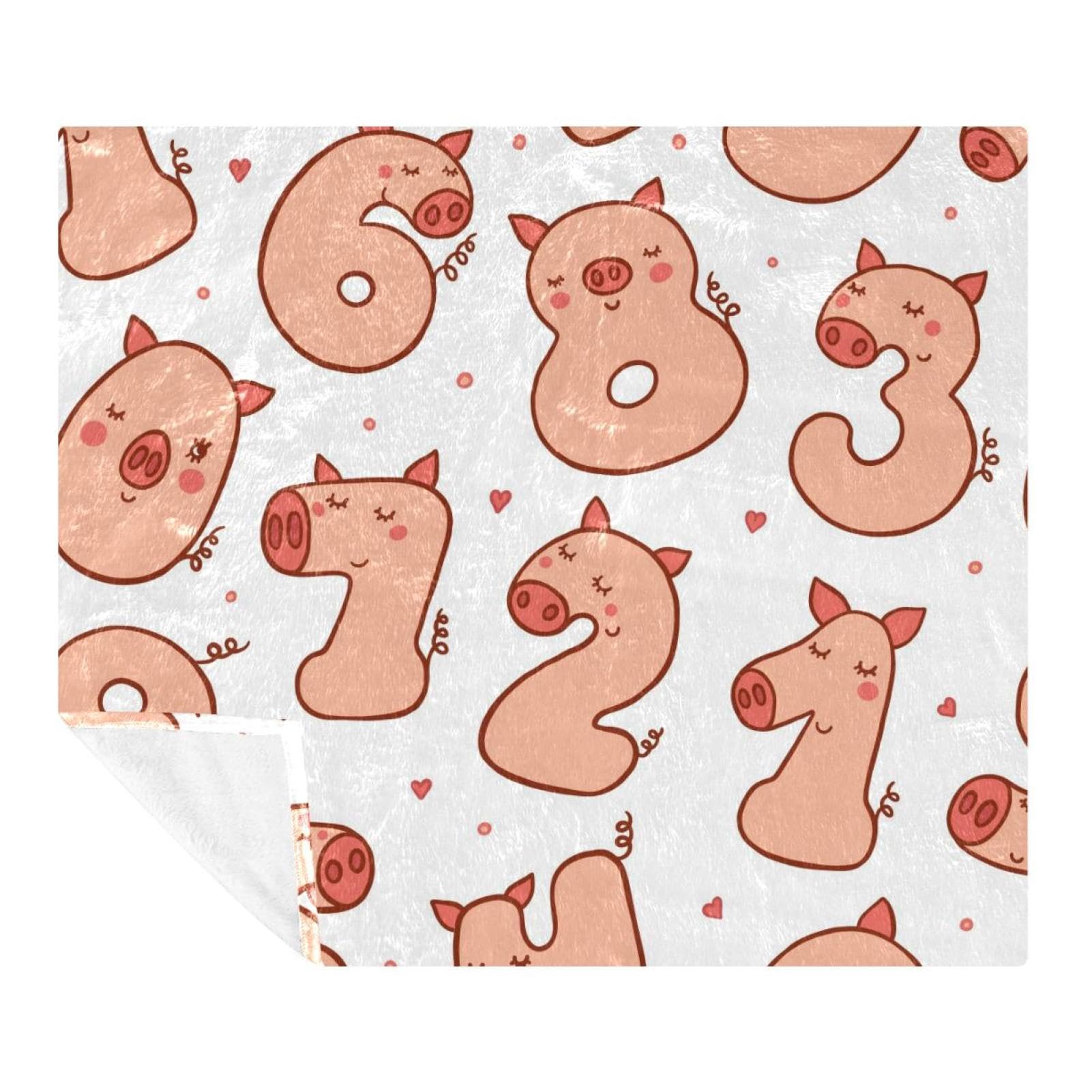 Couverture douce lit et sofa plaid microfibre cochon pour enfant