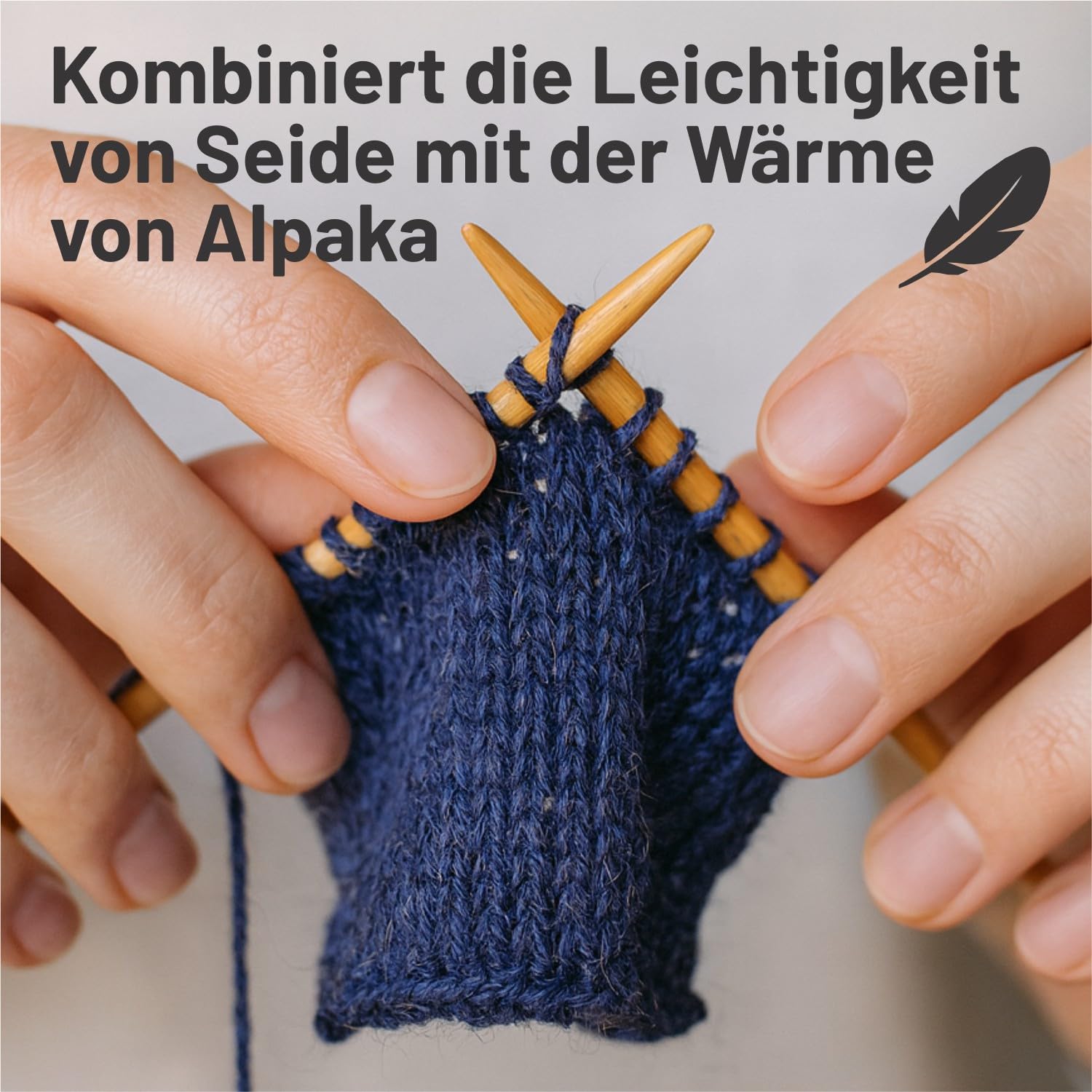 HANSA-FARM Alpawool 100% Royal Alpaka Set da 200 g (4 x 50 g), pregiata e assolutamente priva di graffi, per lavorare a maglia e all'uncinetto, HF236, blu scuro, melange