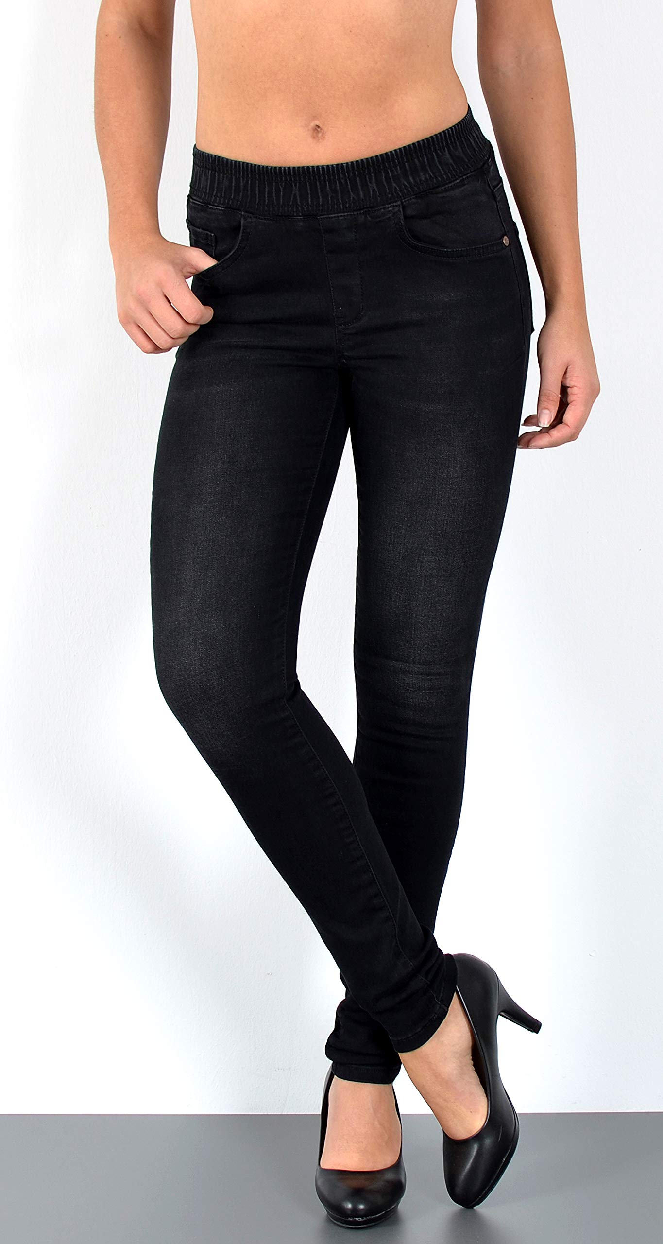 ESRA Skinny Jeans Damen High Waist Stretch Jeans Damen Jeggings Damen Stretch elastischer Gummi-Bund Übergröße Puls Size J291