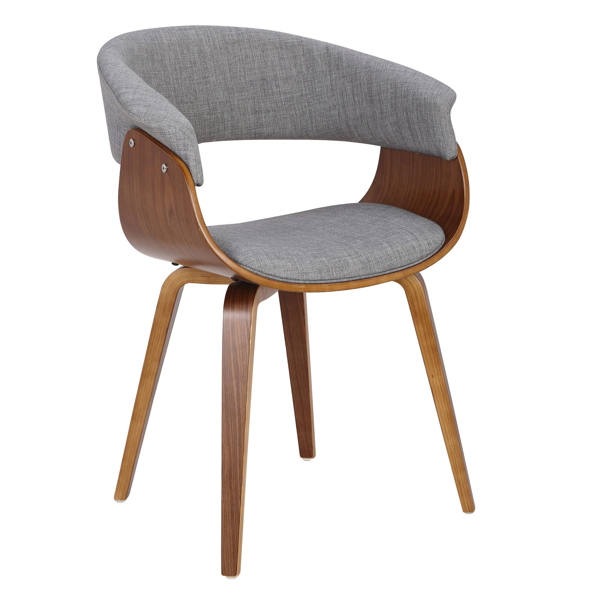 LumiSource Vintage Mod Mid-Century Modern Dining/Accent Chair Fabric (Walnut Wood, Light Grey Fabric)