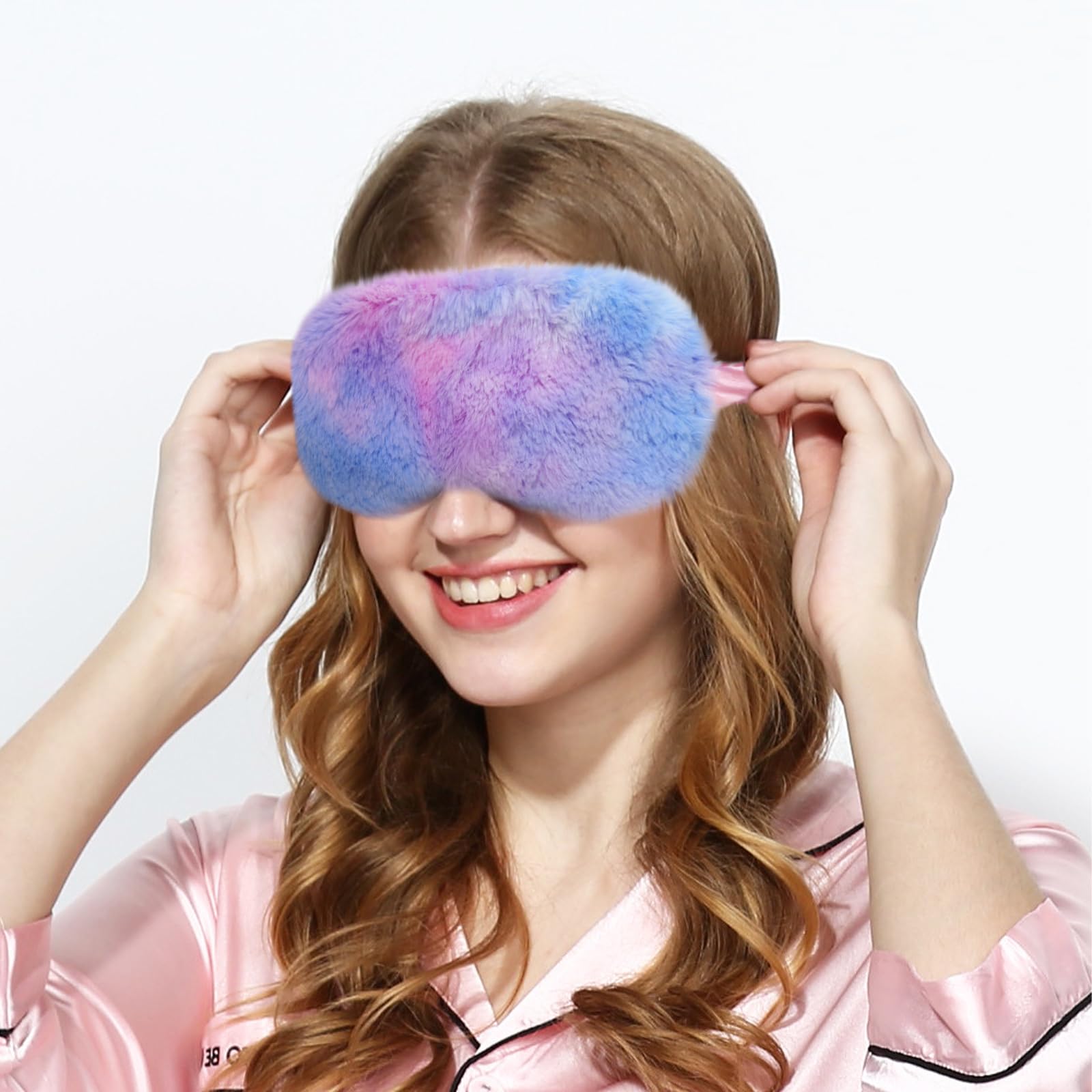 EUPSIIU 4 Pezzi Simpatiche Mascherina per Dormire per Bloccare la Luce, Maschera Occhi per Dormire Antiluce per Donna, Benda Occhio Maschera di Sonno Copertura degli Occhi per Bambina Ragazzi