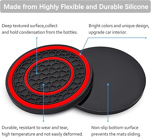 Miniatura 31 de Auprite Portavasos para automóvil, paquete de 2 posavasos universales antideslizantes para automóvil, accesorios para el interior del automóvil