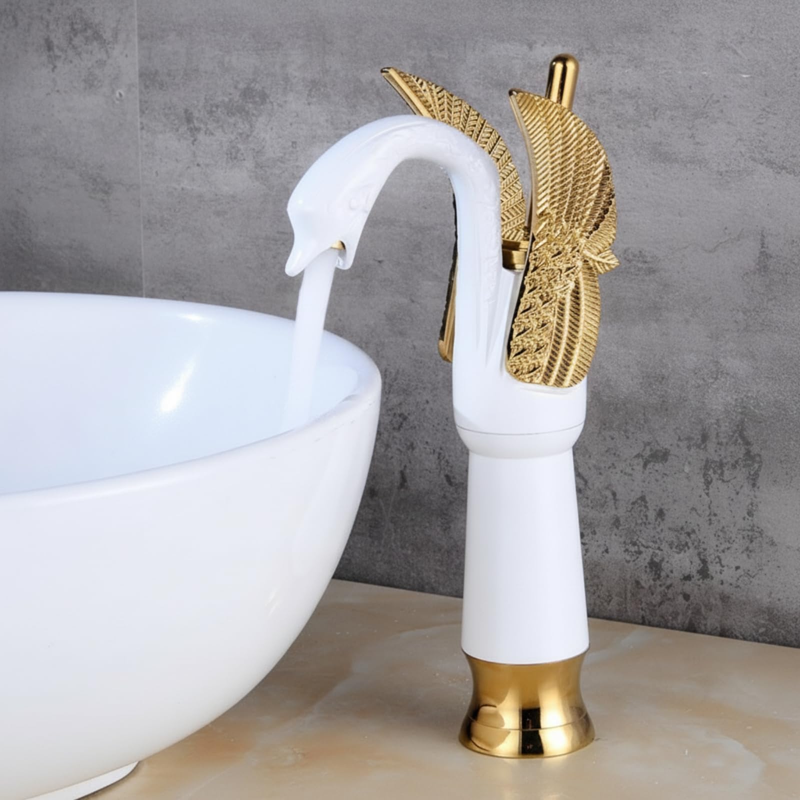 predolo Grifo con Forma Cisne Morno Grifo Lavamanos Llave para Baño, Oro Rosa, Modelo Bajo