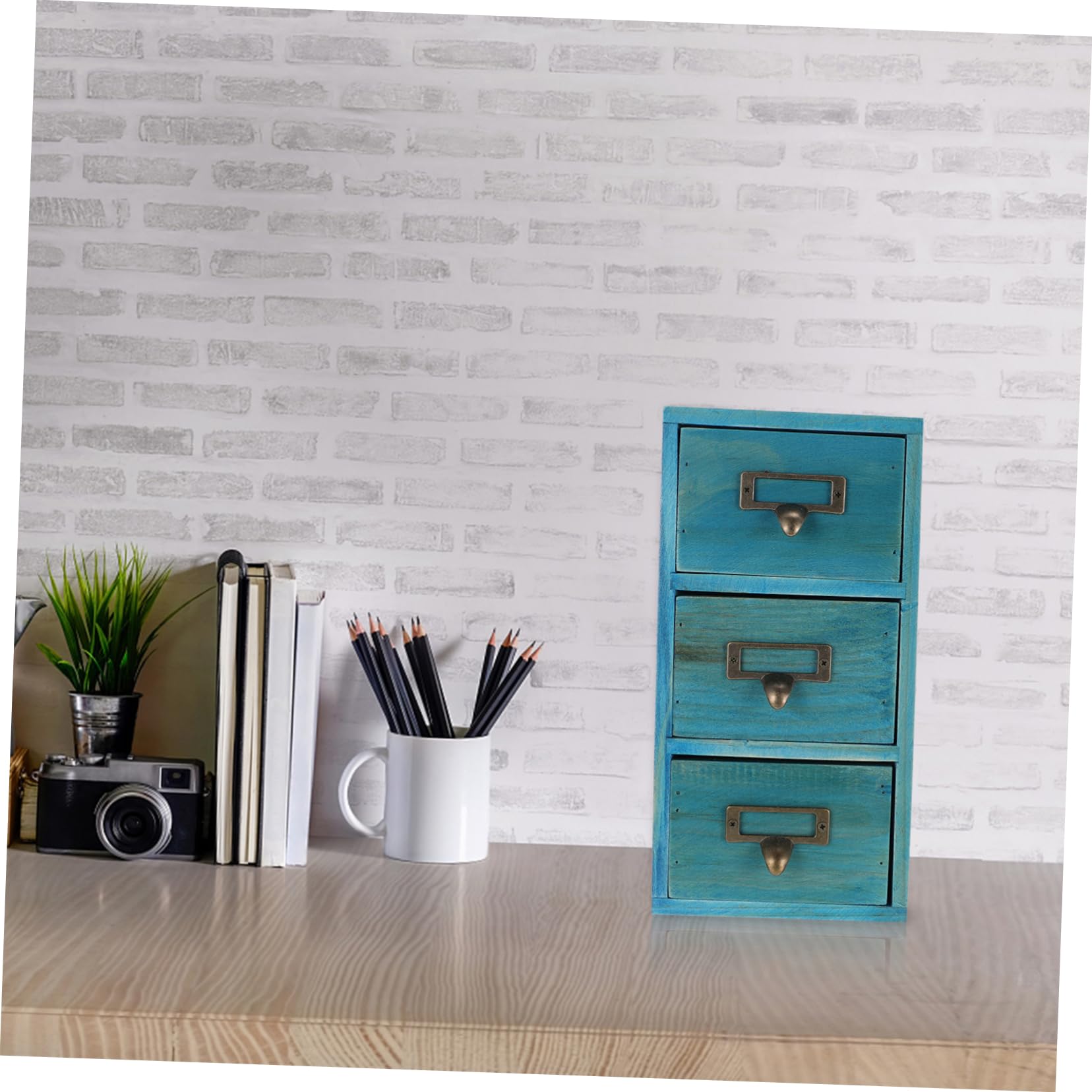Caja Organizadora de Madera Maciza para Escritorio, Compacta Cajón
