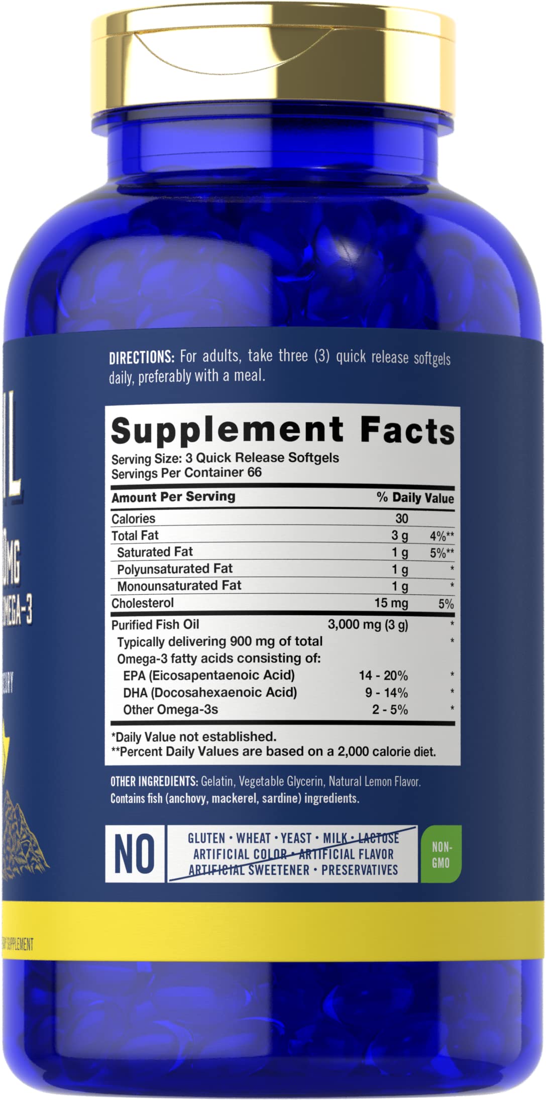 Carlyle Fish Oil 3000mg | 900mg Omega 3 | 200 Softgels | Lemon Flavor — Amazon image 2