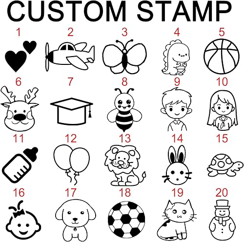 Miniatura 2 de Sello de nombre personalizado para ropa de niños, sello de ropa personalizado sello de ropa sello impermeable 6 pegatinas patrón 20 iconos