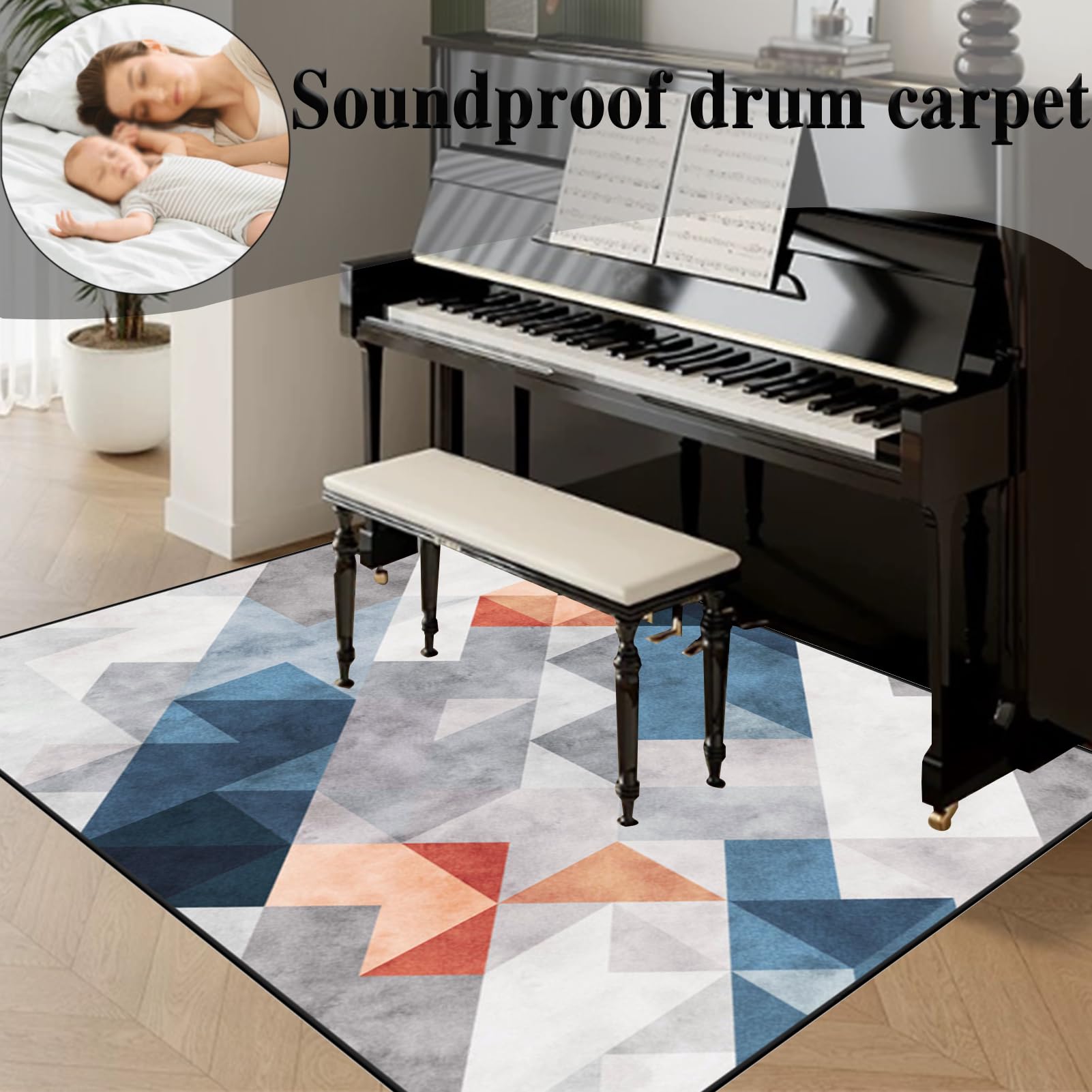 Drum Teppich, Schlagzeugteppich rutschfeste, Trommel Teppiche Elektronisches Schlagzeug Antivibrationsmatten, Professionelle Schallschutzmatte, Schallschutz Teppichmatte Schlagzeug matte 200 x 180 cm
