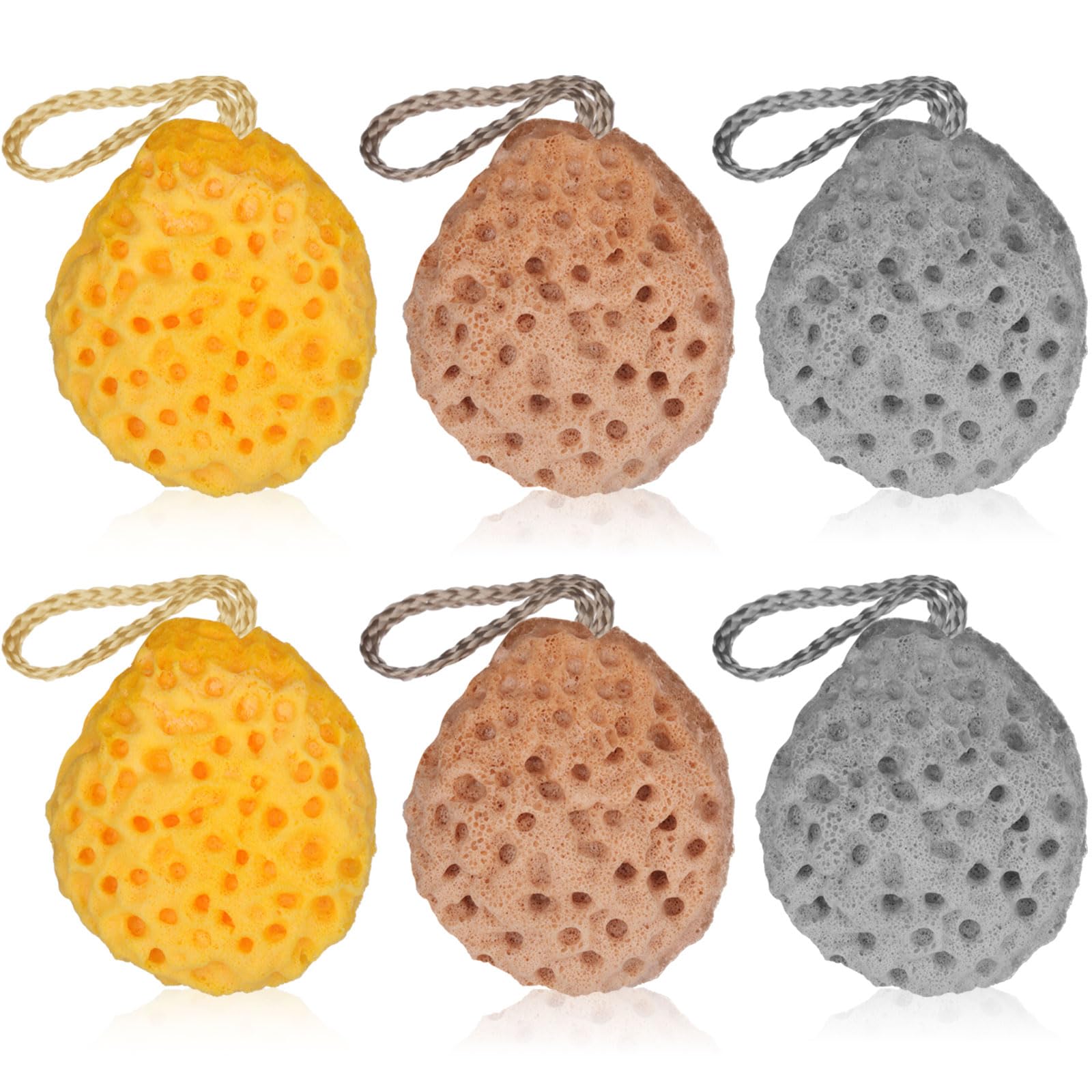 FoldTier 6 Pcs Bath Sponge Deep Cleansing Body Loofah Gentle and Deep Exfoliating Body Scrubber Bath Accessories Men Women Baby Sponge for Bathing