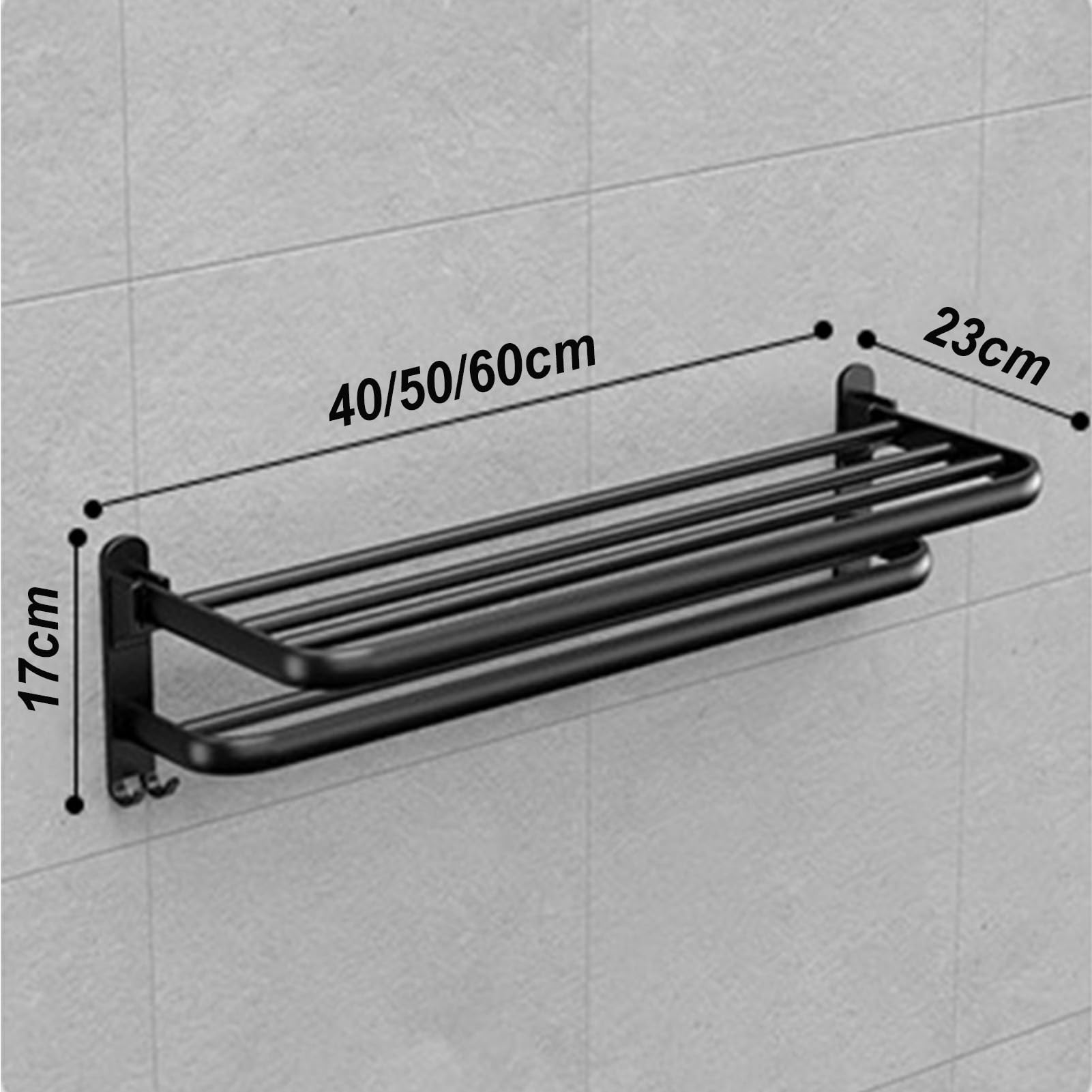 Toalleros de baño, Accesorios baño, Colgador Toalla de Pared Toallero con Ganchos, Barra Doble Estante de baño Toallero Doble Plegable de 90° per Bagno, Cucina, Hotel