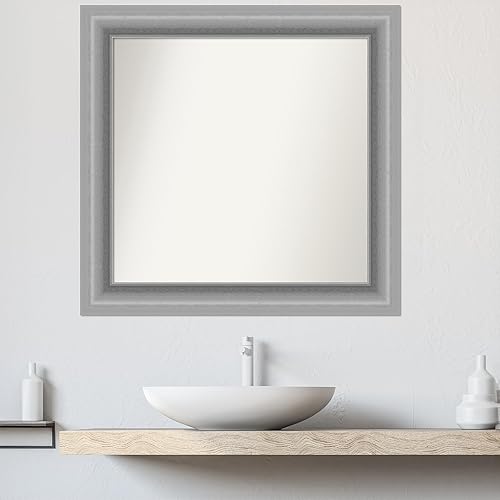 Miniatura 5 de Amanti Art Espejo personalizado, espejo de baño de níquel pulido, espejo de pared o espejo de tocador de baño sobre el fregadero (31 x 32 pulgadas),