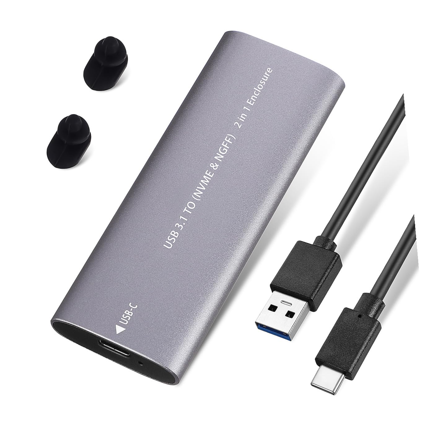 Boîtier SSD portable type-C 3.1 en aluminium compatible NVMe NGFF - 8