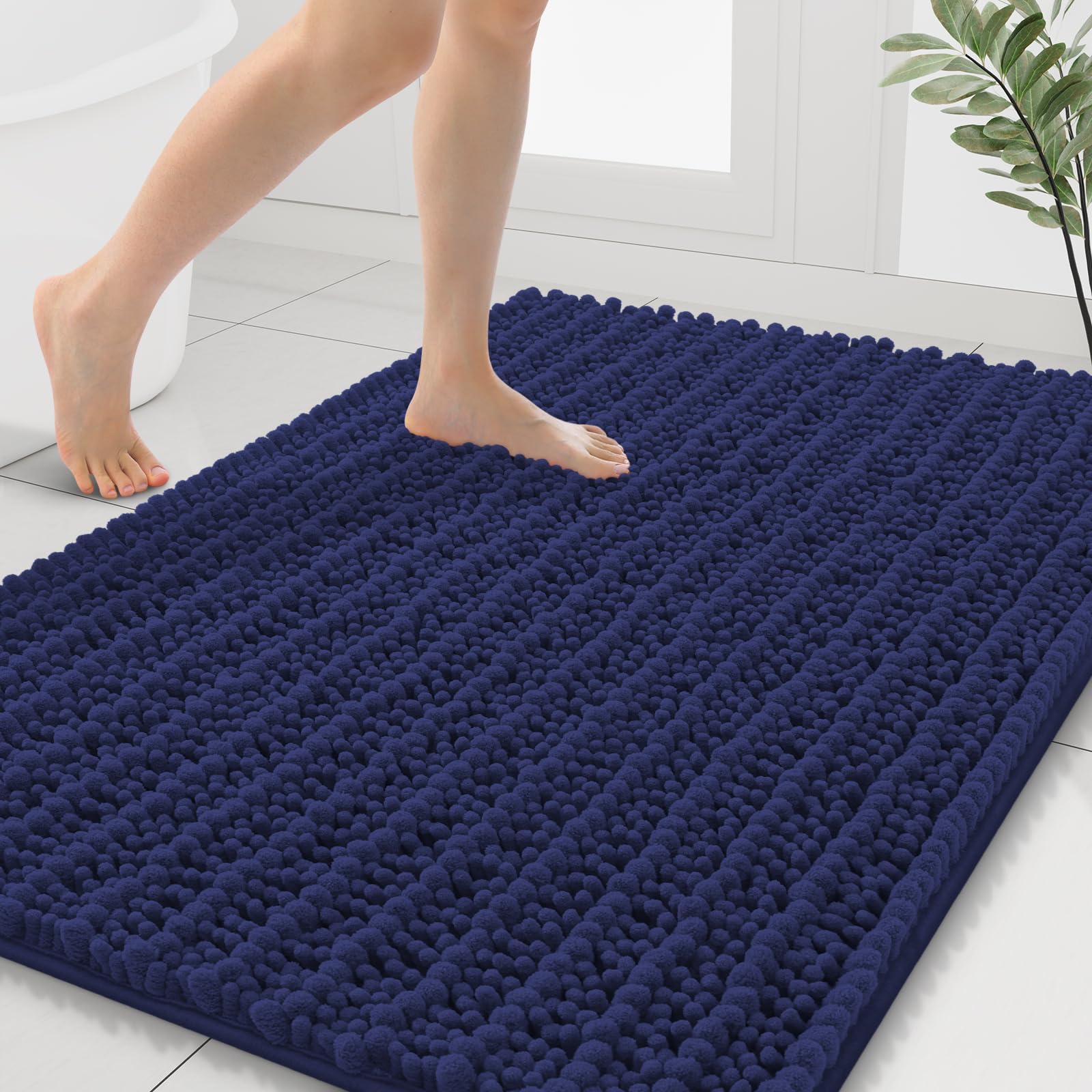 Smiry Bathroom Rugs 40X32, Extra Soft Rubber Backing Chenille Bath Mats