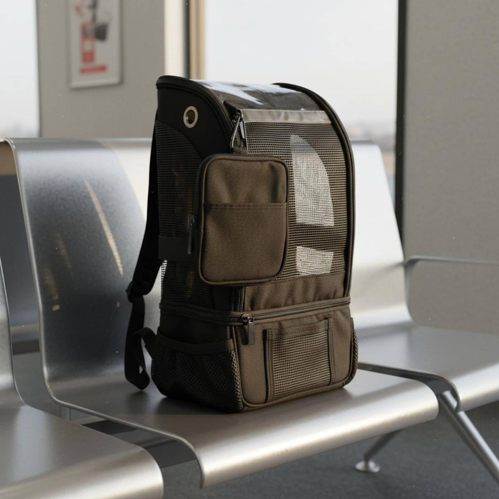 Mochila Oxígeno Portátil Correas Ajustables Mochila con Tapa Transparente Ligera Accesorio Médico para Aire Libre, Gris, Gris