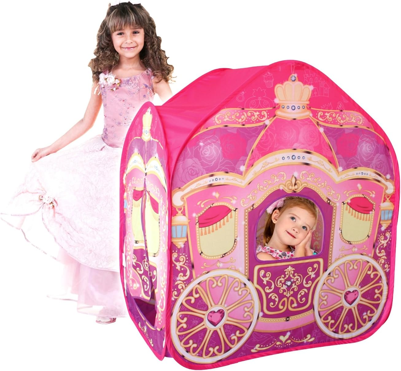 poco divo princess carriage cinderella wagon pop-up play tent girls pretend playhouse pink