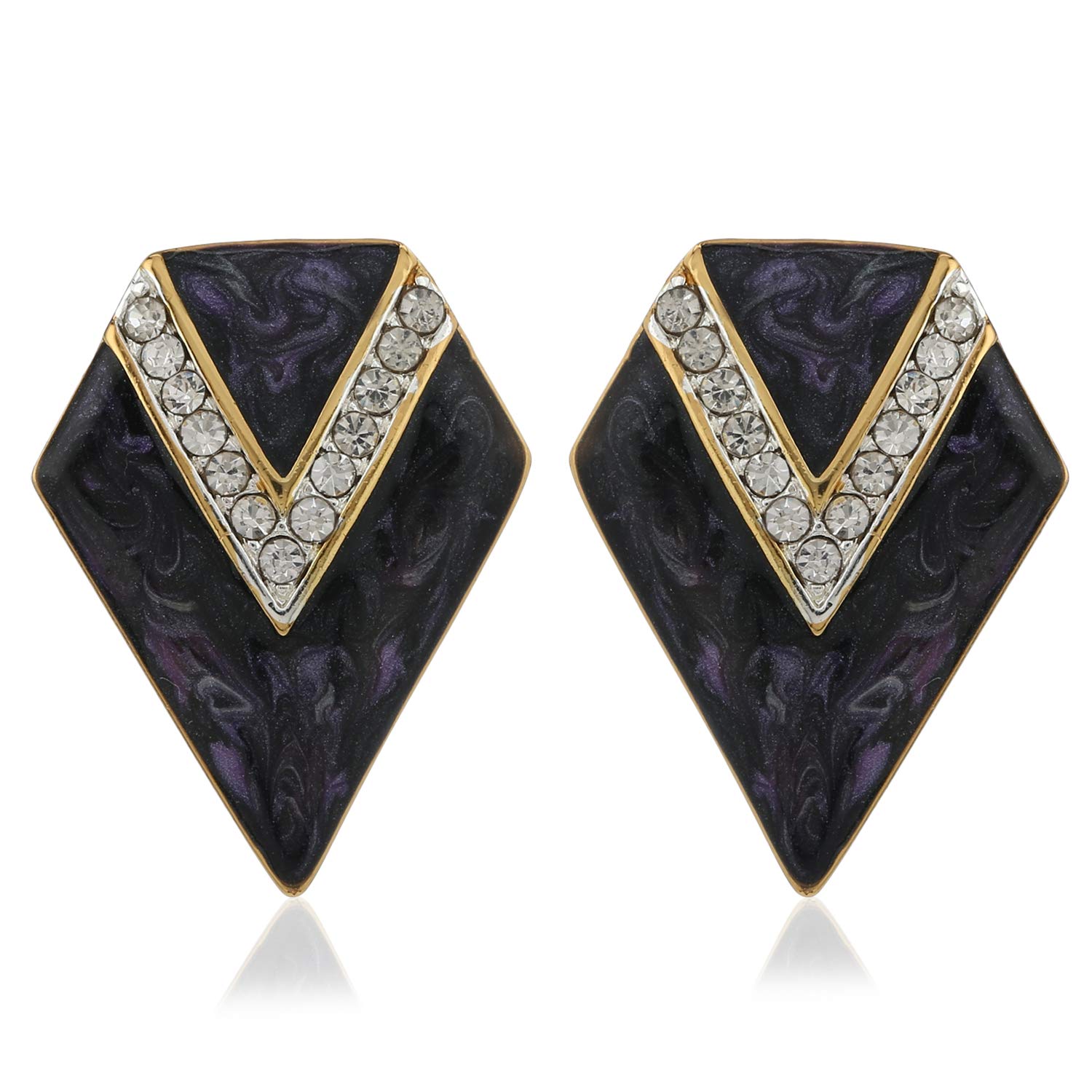 Estele 24KT Non-Precious Metal Gold And Silver Plated stud earrings with Purple colour enamel embellished with AD stones for Girls and Women (B08CPYLD4X) Amazon Price History, Amazon Price Tracker