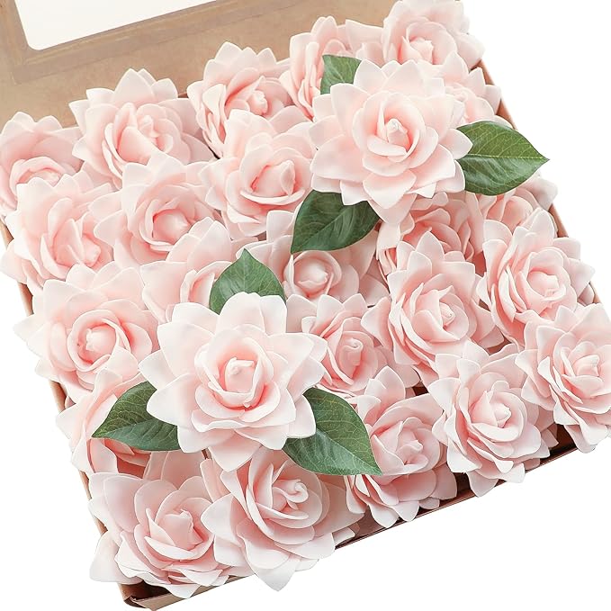 Floroom Artificial Gardenia Flowers 2.7" 25pcs Real Looking