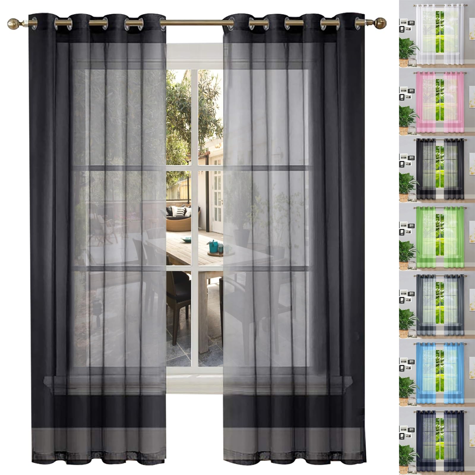GAIFNAG Cortinas Salon Modernas Translucidas 120 x 140 cm Anti Luz Cortina Termica Aislantes Frio y Calor para Salon Cortinas Dormitorio Translucidas para Ventanas Salon/Cocina, Negro