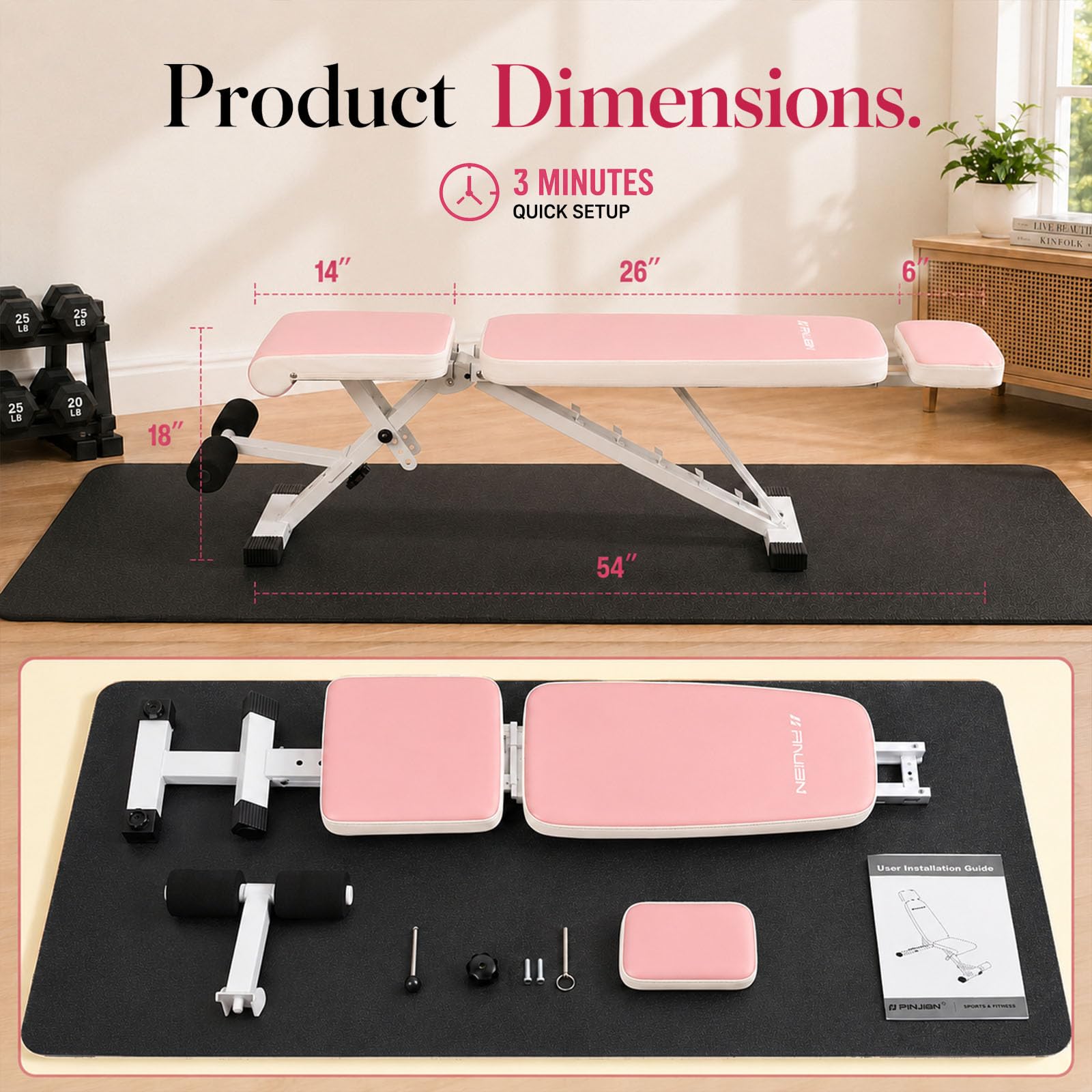 Adjustable Weight Bench, Foldable Workout Bench for Home Gym | Fast Folding & 7-Position Incline/Decline/Flat, Dumbbell Bench for Home Gym / Garage Gym, Strength Training Equipment