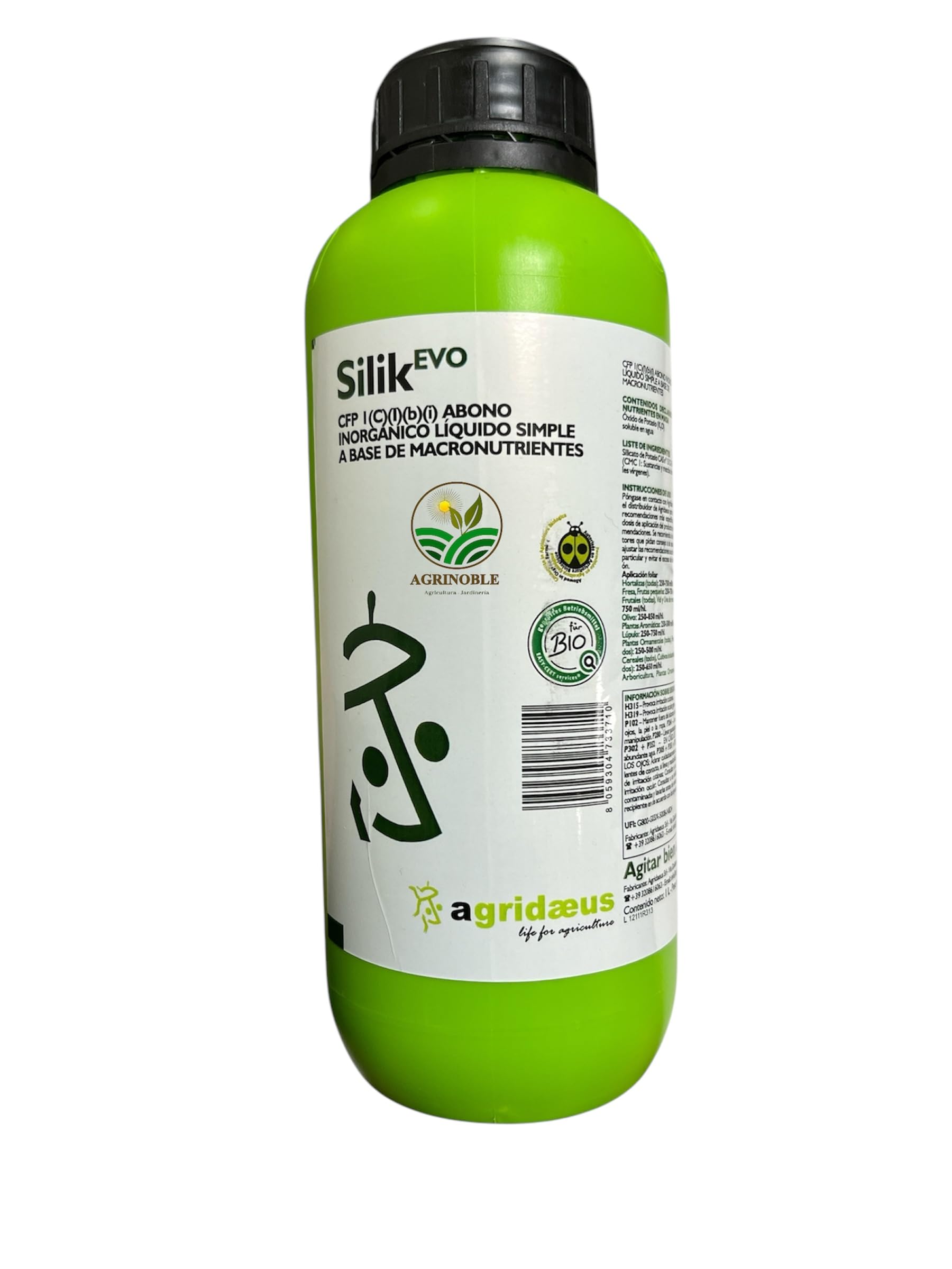 Silicato de potasio(10,5%), 1 litro, fertilizante rico silicio para protección termica de cultivos, contra heladas y cambio termico. Dióxido de silicio, 22,5%