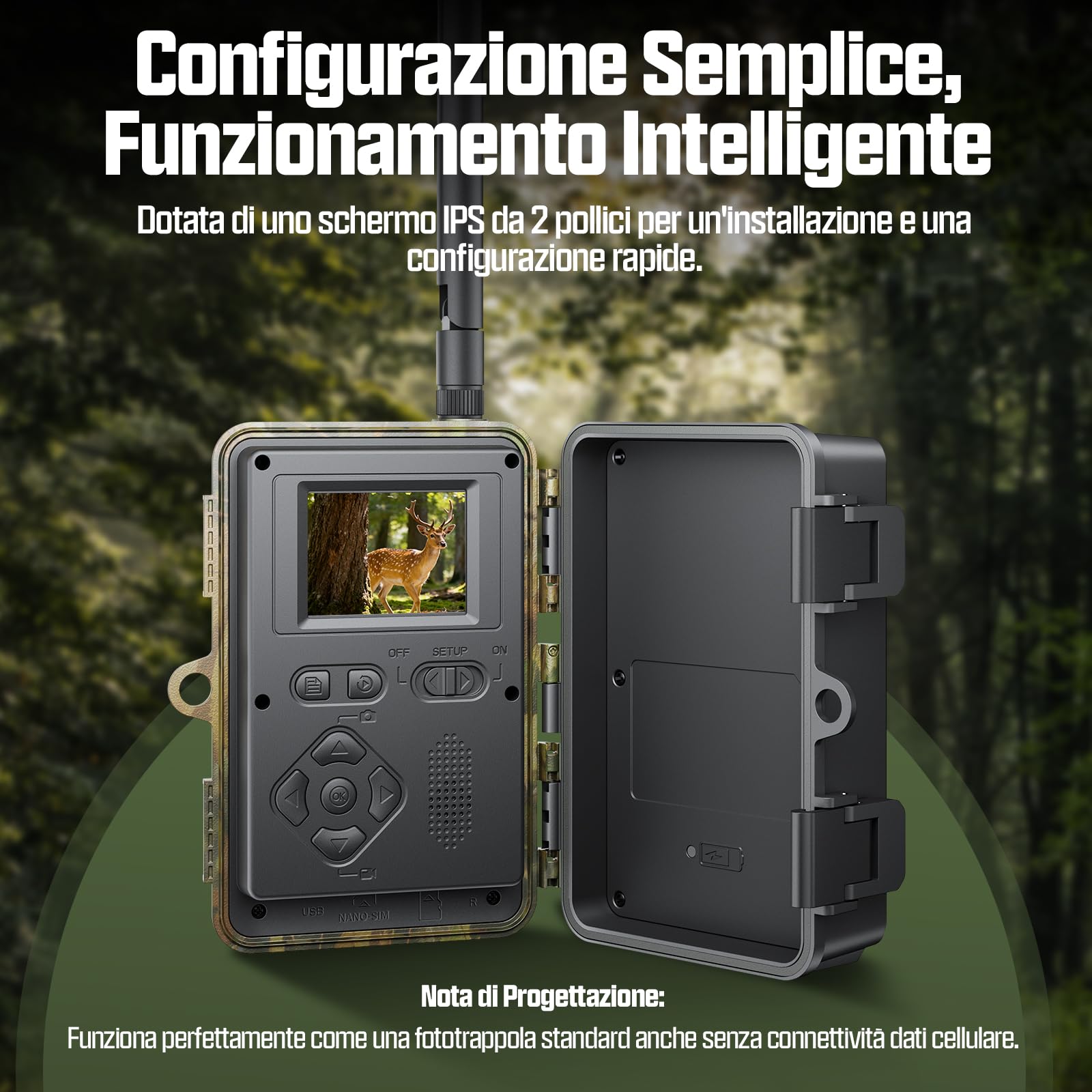 CEYOMUR 4G LTE Fototrappola Solare 48MP con SIM e TF 64GB, Batteria 5200mAh, IP66