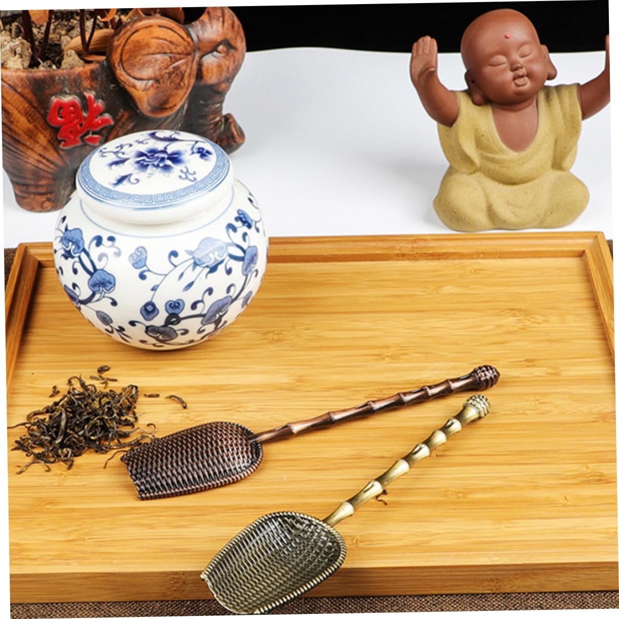 2pcs Metal Tea Spoon Shovel Long Handle Tea Scoops Sieve Serving Utensils for Party
