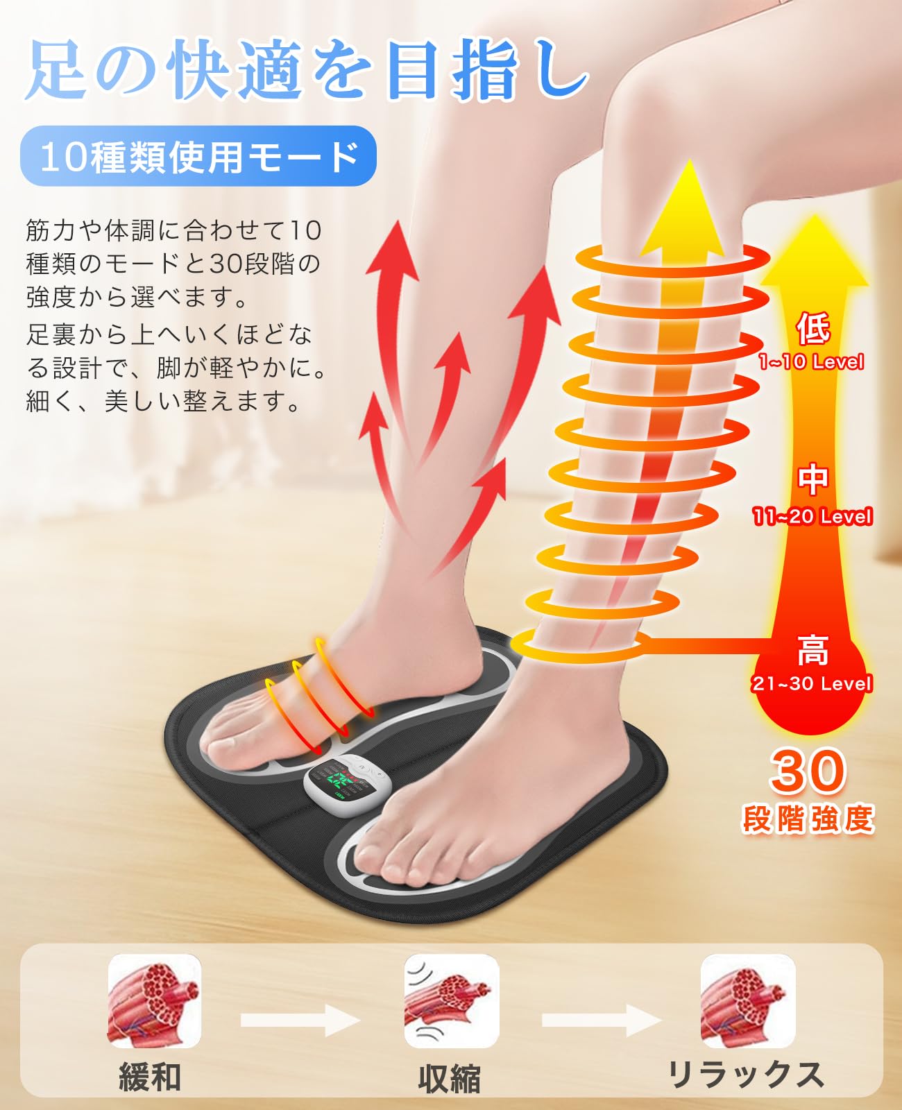 Amazon | フットマットEMS 足裏 ふくらはぎ 足 10種類モード 30段階