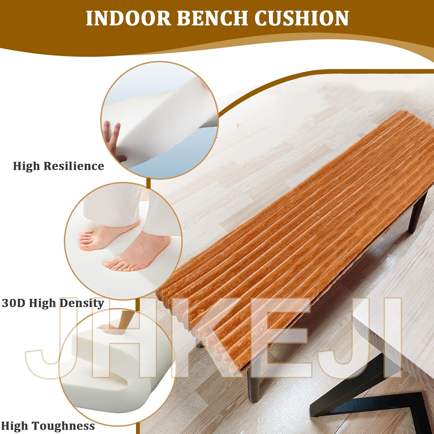 Indoor Bench Cushion 31x14 in, Black Gray Bench Cushions for Indoor Furniture, 2 in Thick Non-Slip Rectangle Seat Pads, 30D Memory Foam Piano Benches Cushion - Corduroy Fabric