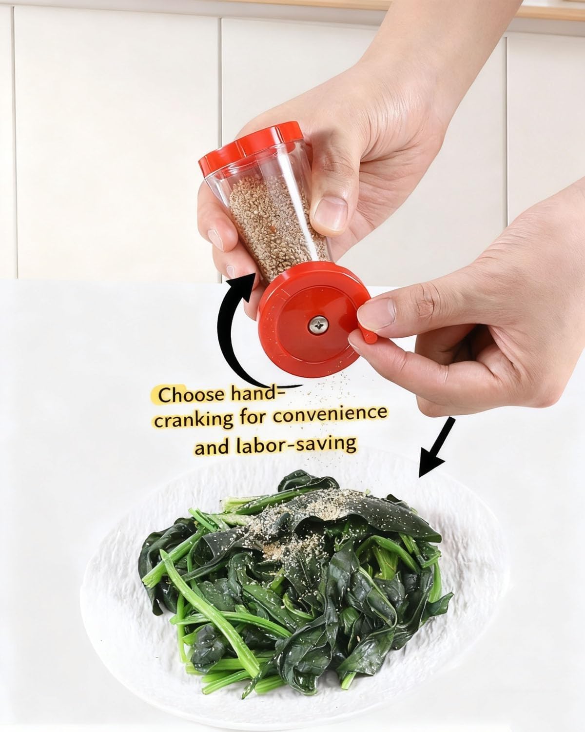 Sesame Seed Grinder – Manual Sesame Mill for Fresh Flavor, Flaxseed Grinder, Easy Twist for Rice, Salads, Noodles & Stir-Fries, Compact 4.5 in, Plastic Body & Stainless-Steel Core(2pcs)