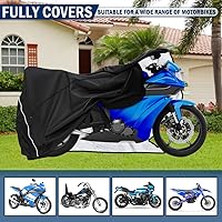 Vista 6 de Motorcycle Cover, All Season Universal Weather Waterproof Sun Outdoor Protection Durable Motorbike Covers with Lock-Holes & Storage Bag Fits up to