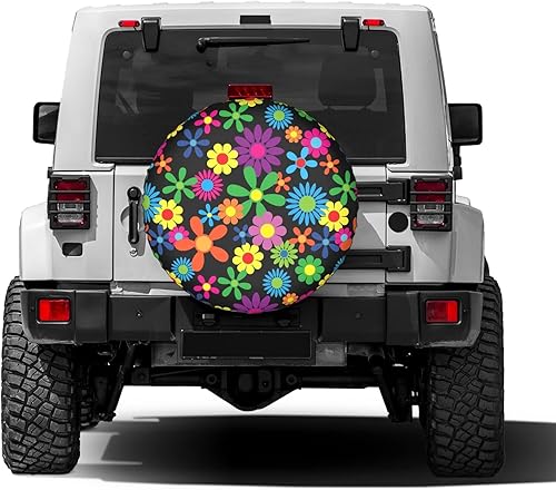 Miniatura 2 de Hippie Flowers - Cubierta de neumático de repuesto a prueba de polvo, para remolque, RV, SUV y muchos vehículos, 14 pulgadas