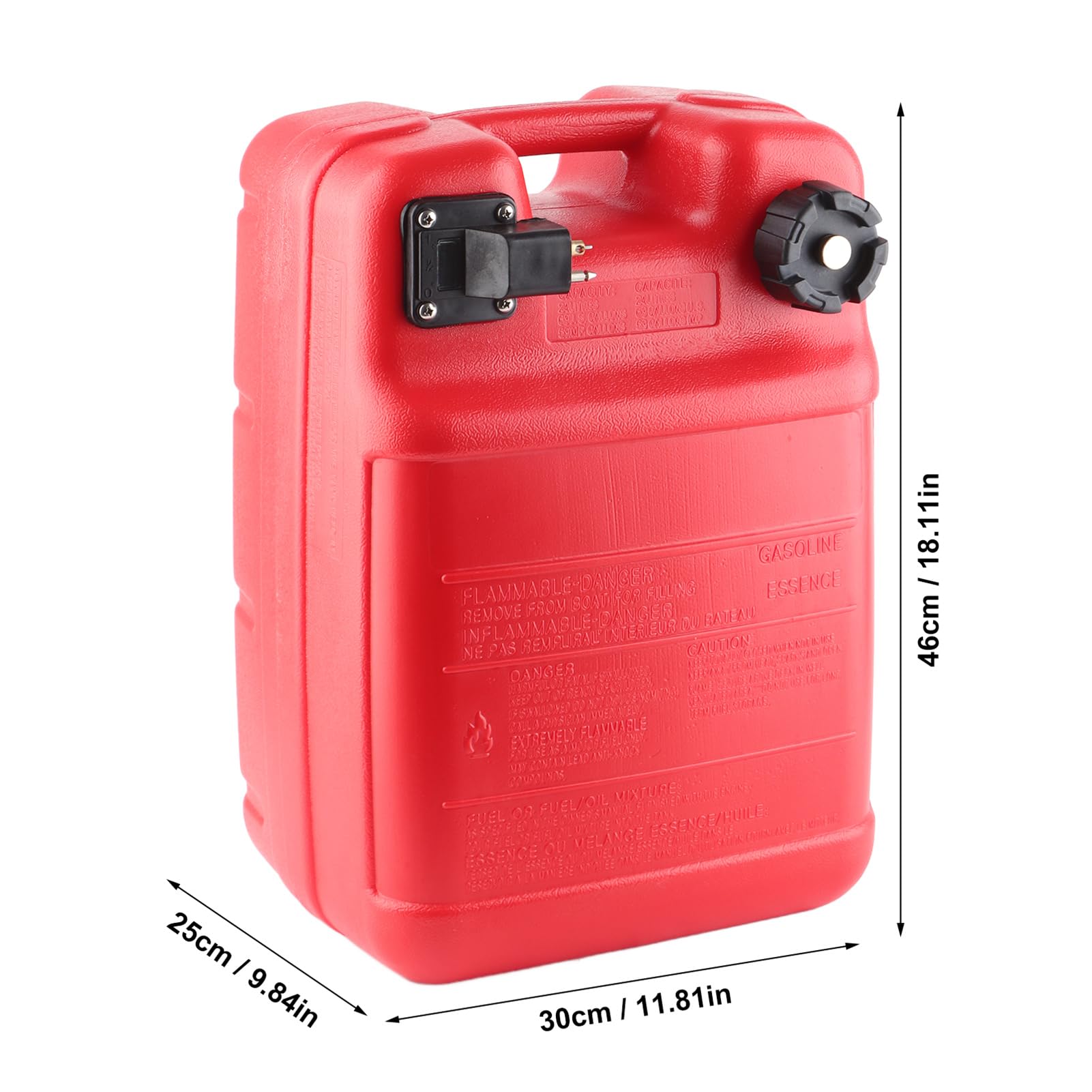 Serbatoio Carburante Marino Portatile in Plastica 24L Rosso per Fuoribordo con Design di Scarico e Filtro