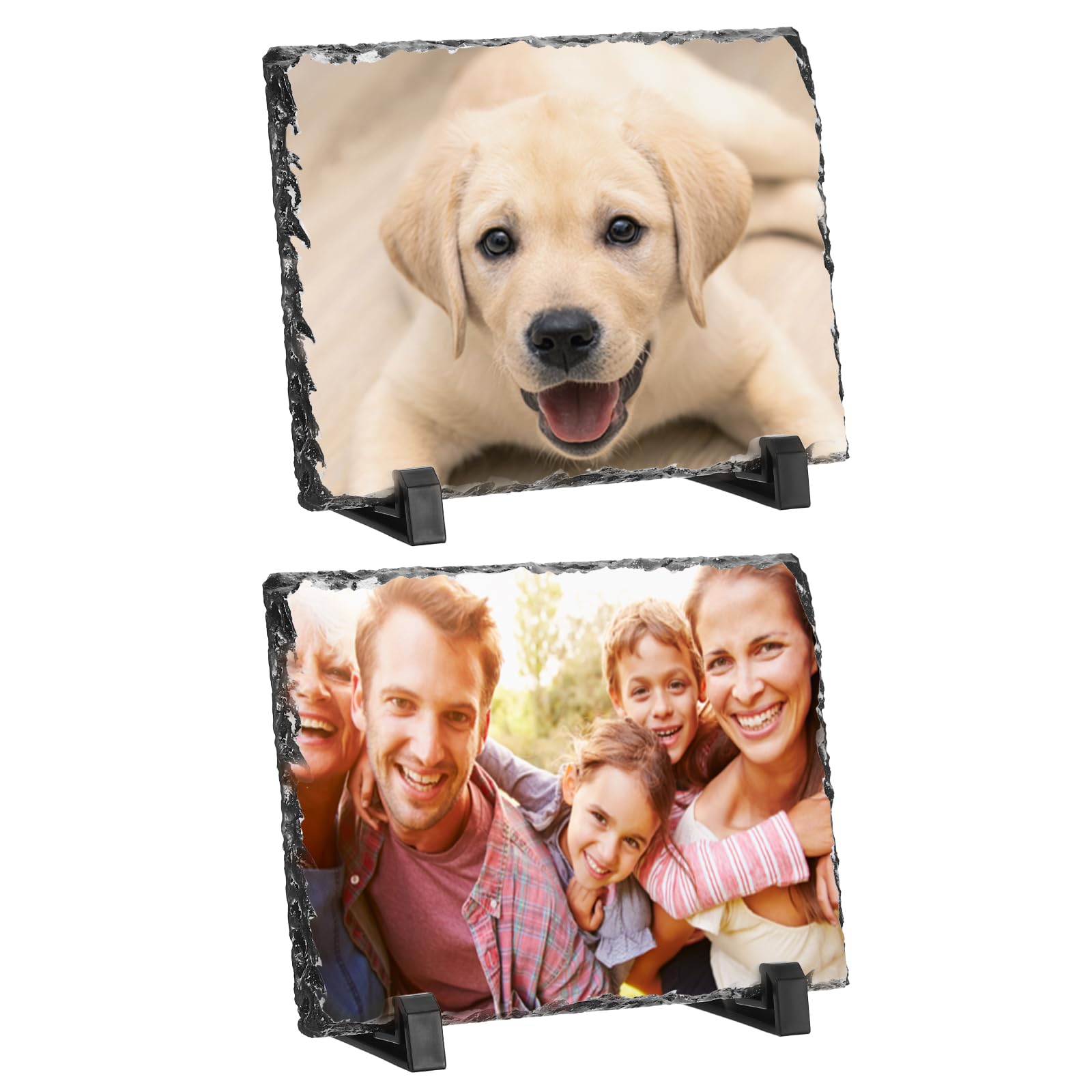 PATIKIL Sublimation Slate Blanks, 2 Pcs Rectangular Stone Sublimation Photo Frame Heat Press Sublimation Plaque for Making Memorial for A Friend, Dog, Personalized Gift, White, 7.9 x 6