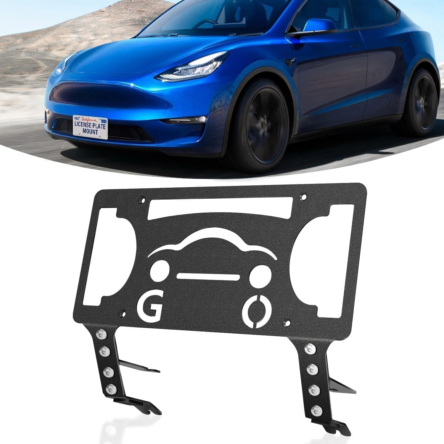 Photo 1 of Front License Plate Bracket Mount Holder Compatible with Tesla Model Y 2019-2024, 2026 Juniper, No Drill, Second Installation, Heavy Duty Front License Plate Frame with Accessories