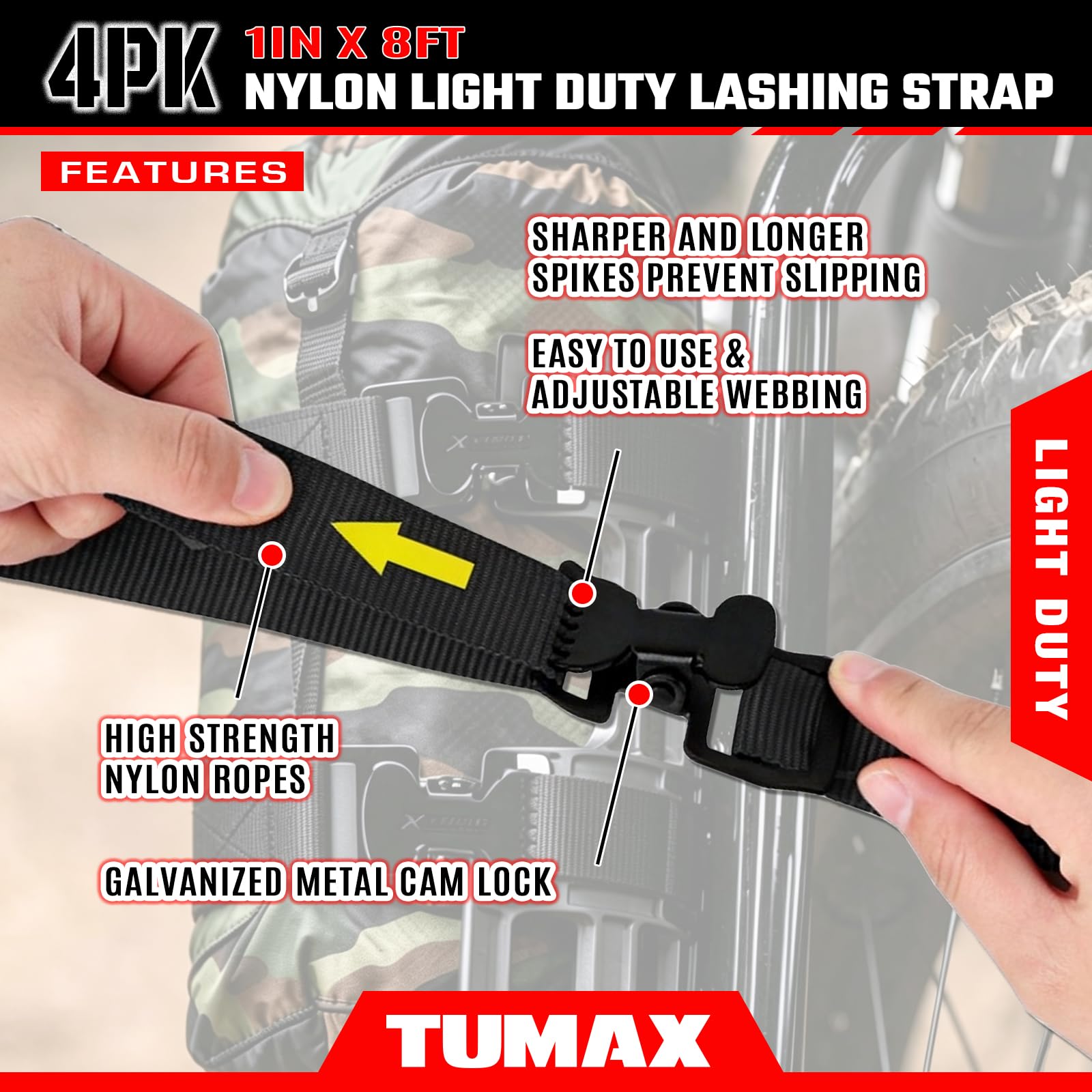 Alligator Clip Straps - 4 Pack, 8ft Long -4