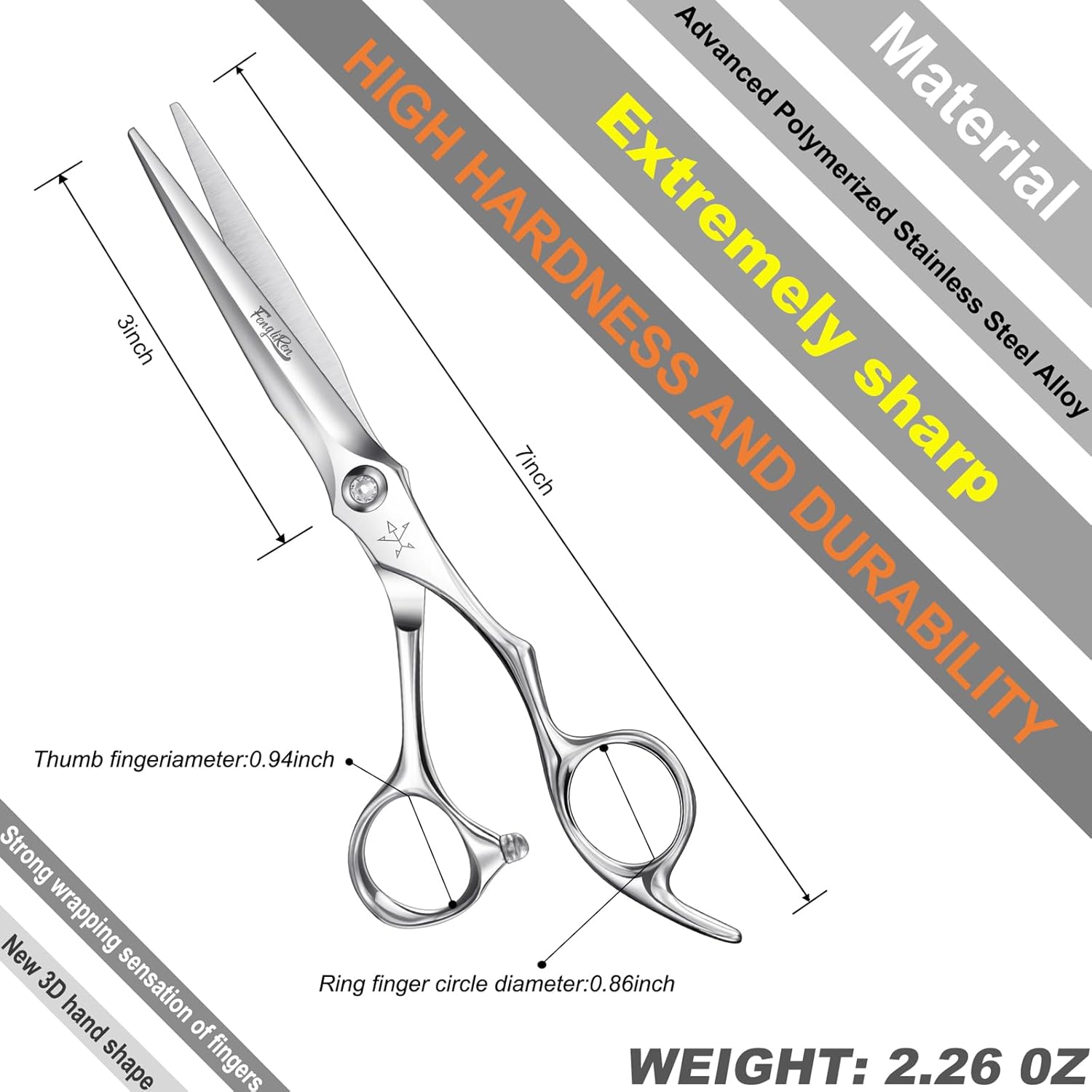 Professional Sharp Barber Hair Cutting Scissors Hairdresser Shears for Hair 6.3 Inch Haircut Scissor Made of Stainless Steel for Hairdressing Salon and Home Use (6.3inch)