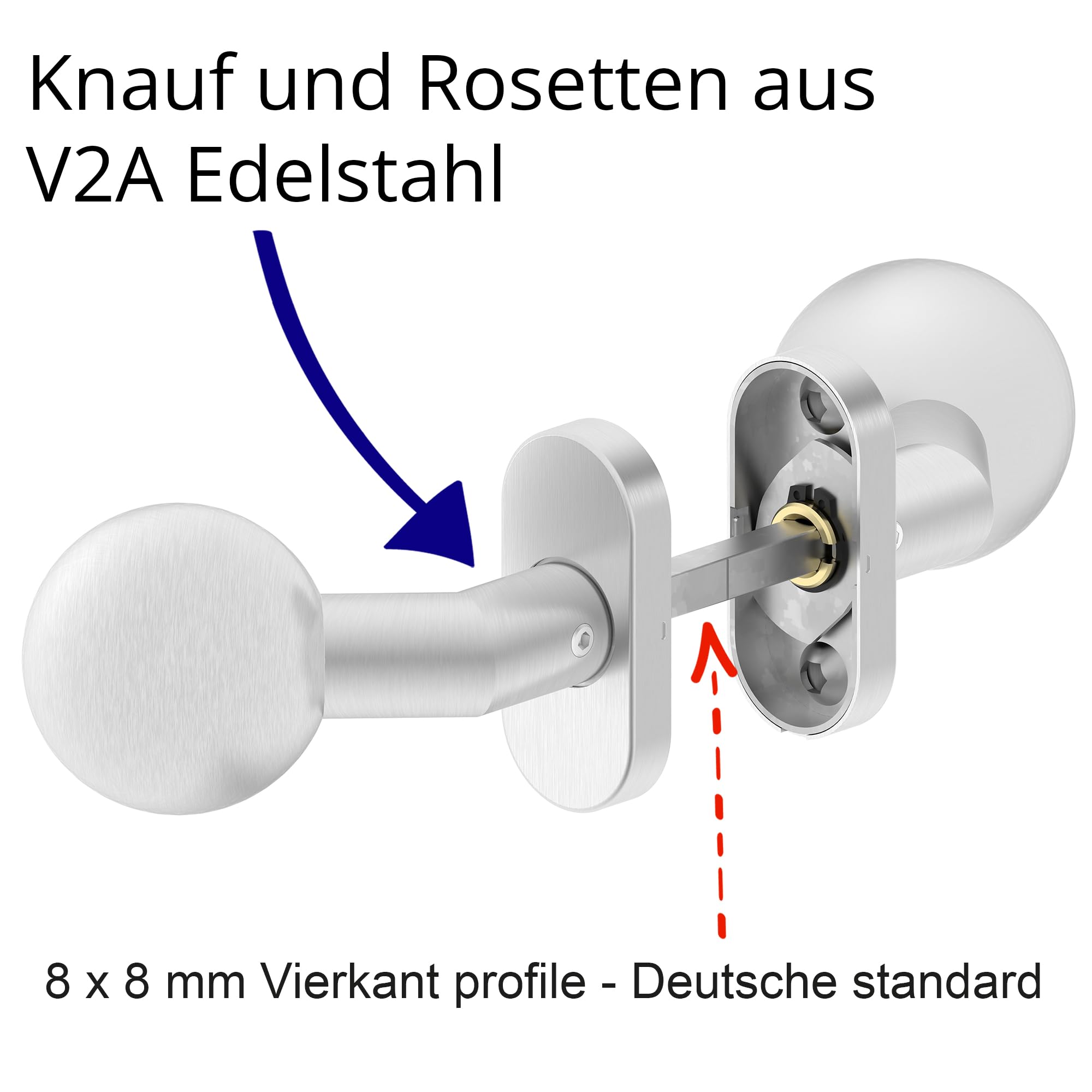 ERGO line 1 Paar drehbare Premium Kugelknäufe, Oval-Rosette, PZ-Rosette, Profiltür-Knopf, Edelstahl Türknöpfe, Knopfdrücker, Türknauf, Rahmentürknopfe, TOP Qualität
