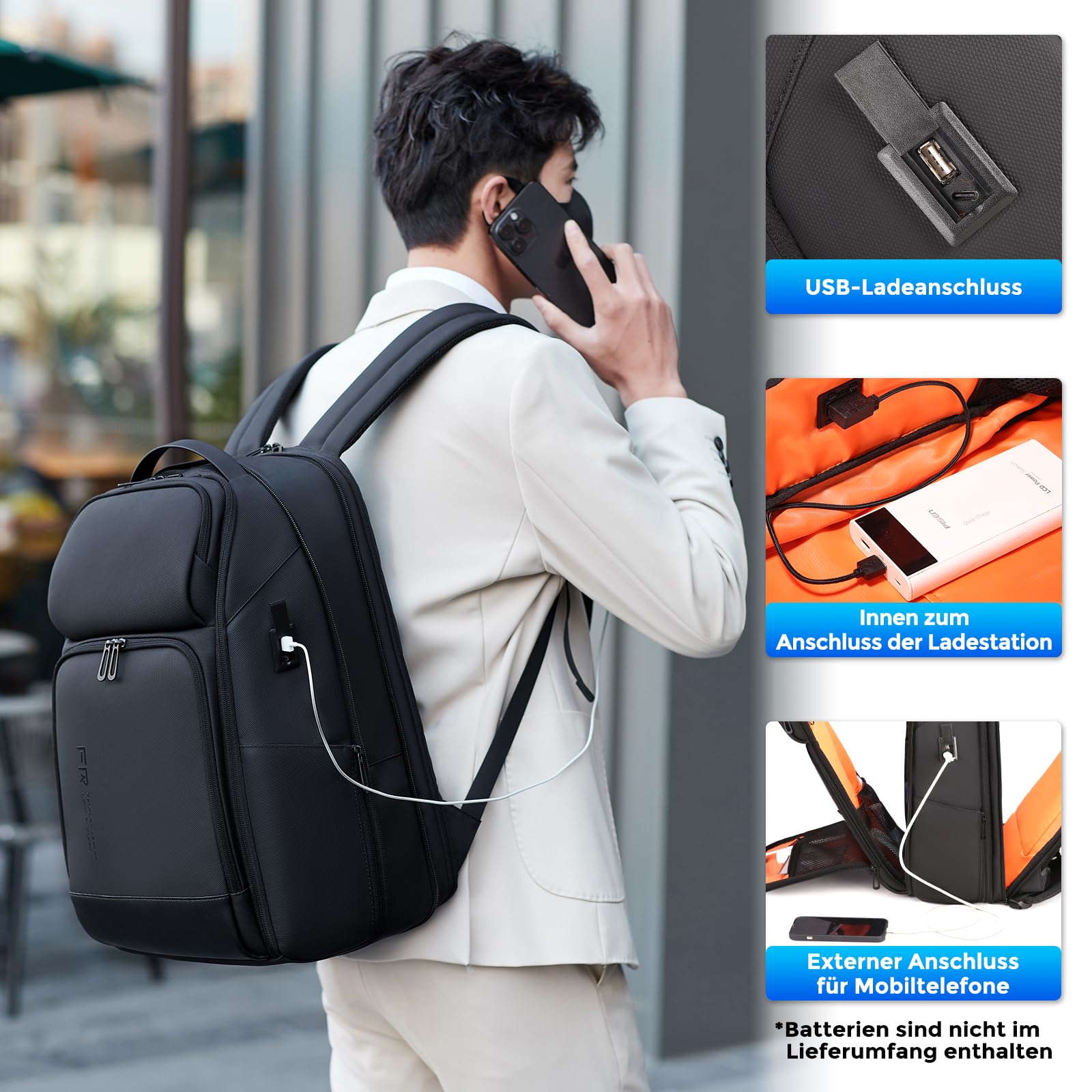 FENRUIEN Laptop Rucksack Erweiterbarer 17 Zoll, 26-35L Business & Reise-Backpack mit USB & Laptopfach, für Herren, Damen, Mädchen, Teenager