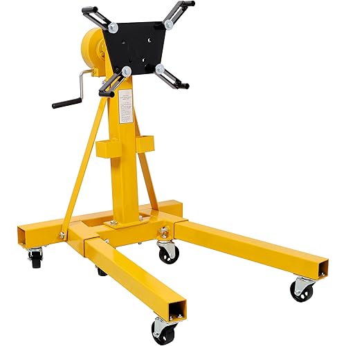 1500lbs Folding Engine Stand,Geared Rotating Head,360 Degree Adjustable Mounting Head,Yellow Color, 3/4 Ton (1500 lb) Capacity