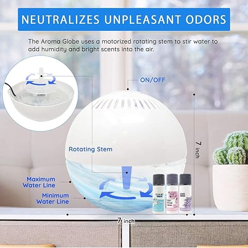 Miniatura 2 de U.S. JACLEAN Aroma Globe Air & Room Revitalizer - Máquina aromatizadora de ruido blanco con aceites aromáticos perfumados