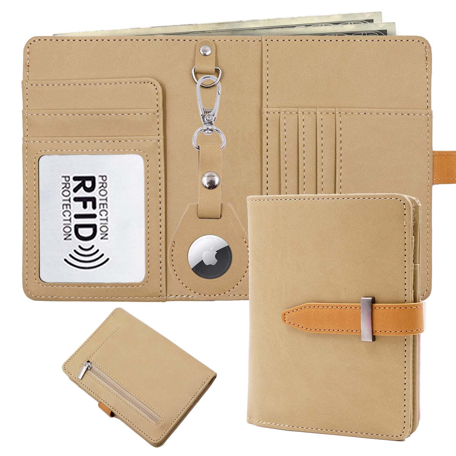 Sbrinnaliao Passport Holder with Airtag for Women/Men,Airtag Passport Wallet for Travel,Cute Passport Holder Rfid Blocking,Travel Wallet for Cards