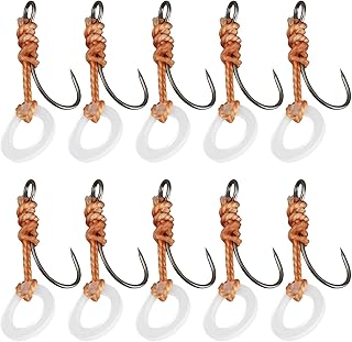 Be In Your Mind 10pcs Barbless Pre-Tied Hook with 5mm Hair Rig for Carp Fishing