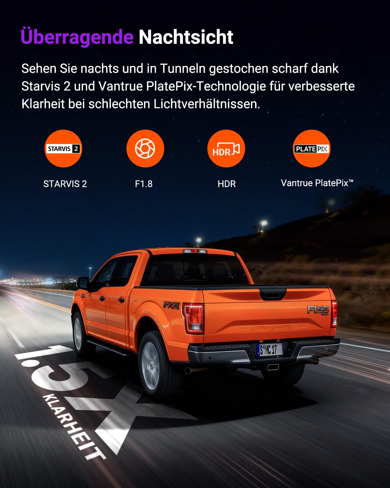 VANTRUE S1 Pro 2.7K 60FPS Dashcam Vorne STARVIS 2 Nachtsicht Versteckte | 5GHz WiFi Dash Cam Auto ADAS, Sprachsteuerung , GPS, 15 Sekunde Voraufnahme,24/7 Puffer Parkmodus, DSGVO-konform, Max 1TB