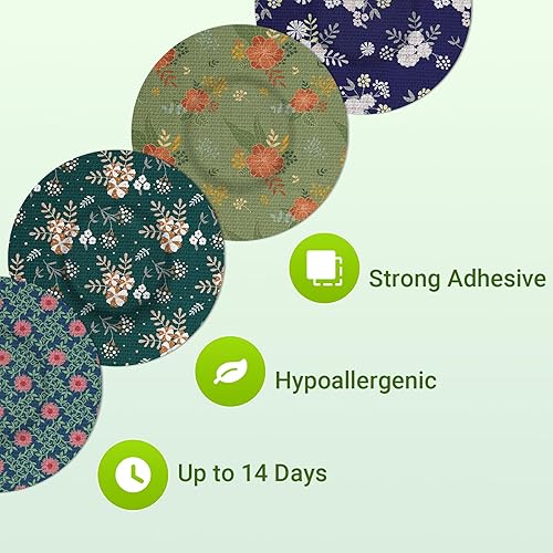 Miniatura 9 de Freestyle Libre - Parches adhesivos con 2 sensores, protector de cinta de sensor estampado, cinta CGM, 16 piezas coloridas, impermeables y